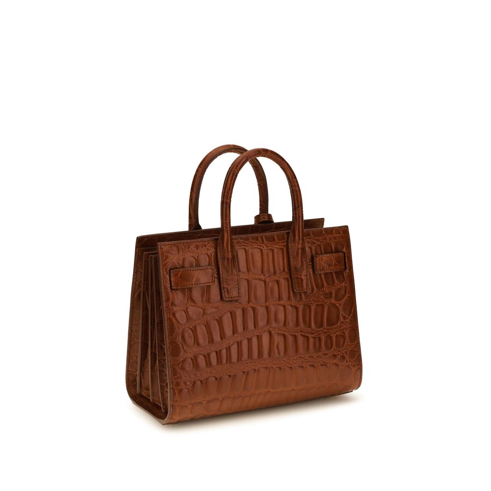 Saint Laurent Braune Kalbsleder-Handtasche Bos Taurus