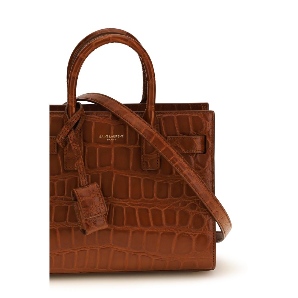 Saint Laurent Braune Kalbsleder-Handtasche Bos Taurus