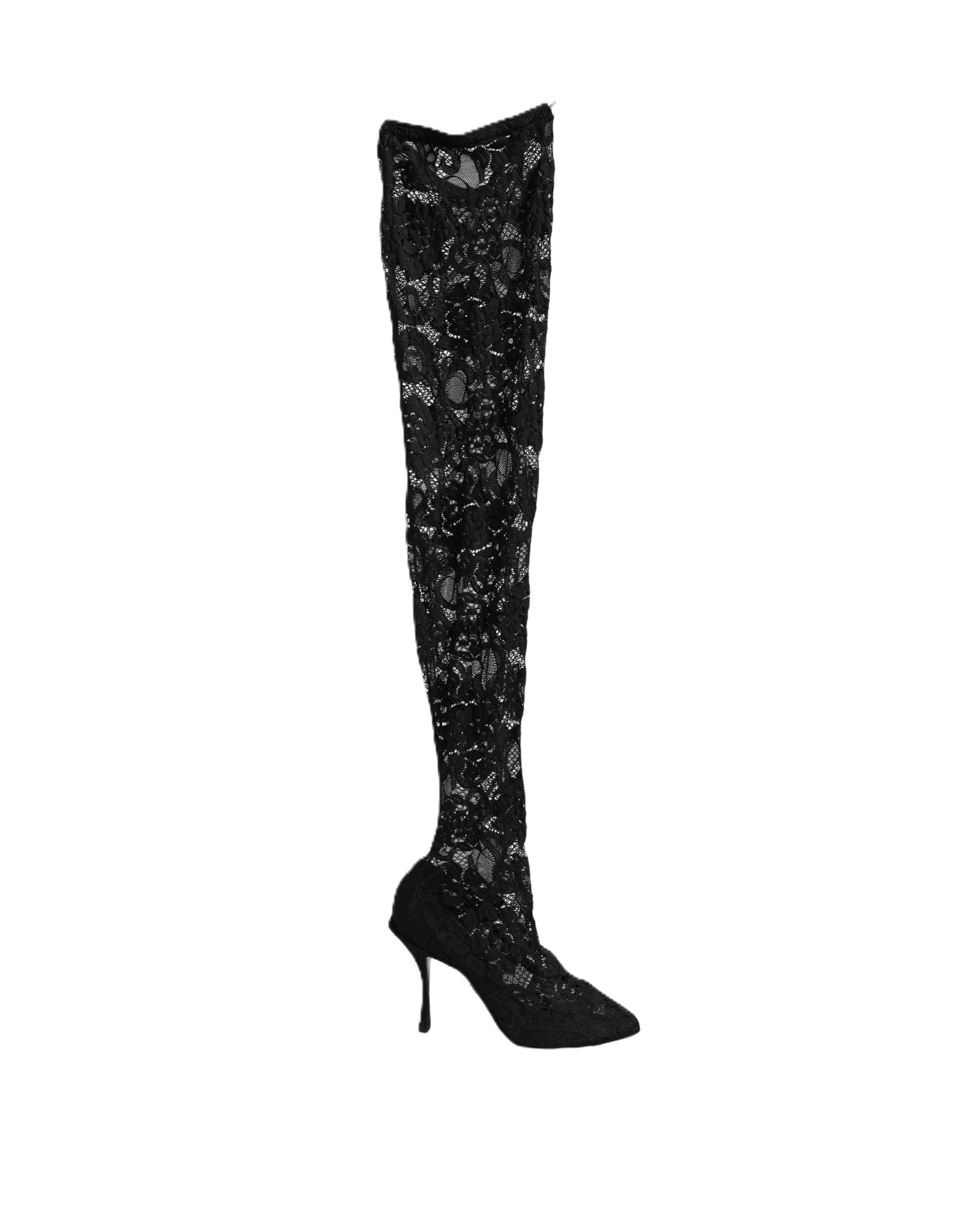 Chaussures à talon Dolce & Gabbana en dentelle Taormina noire