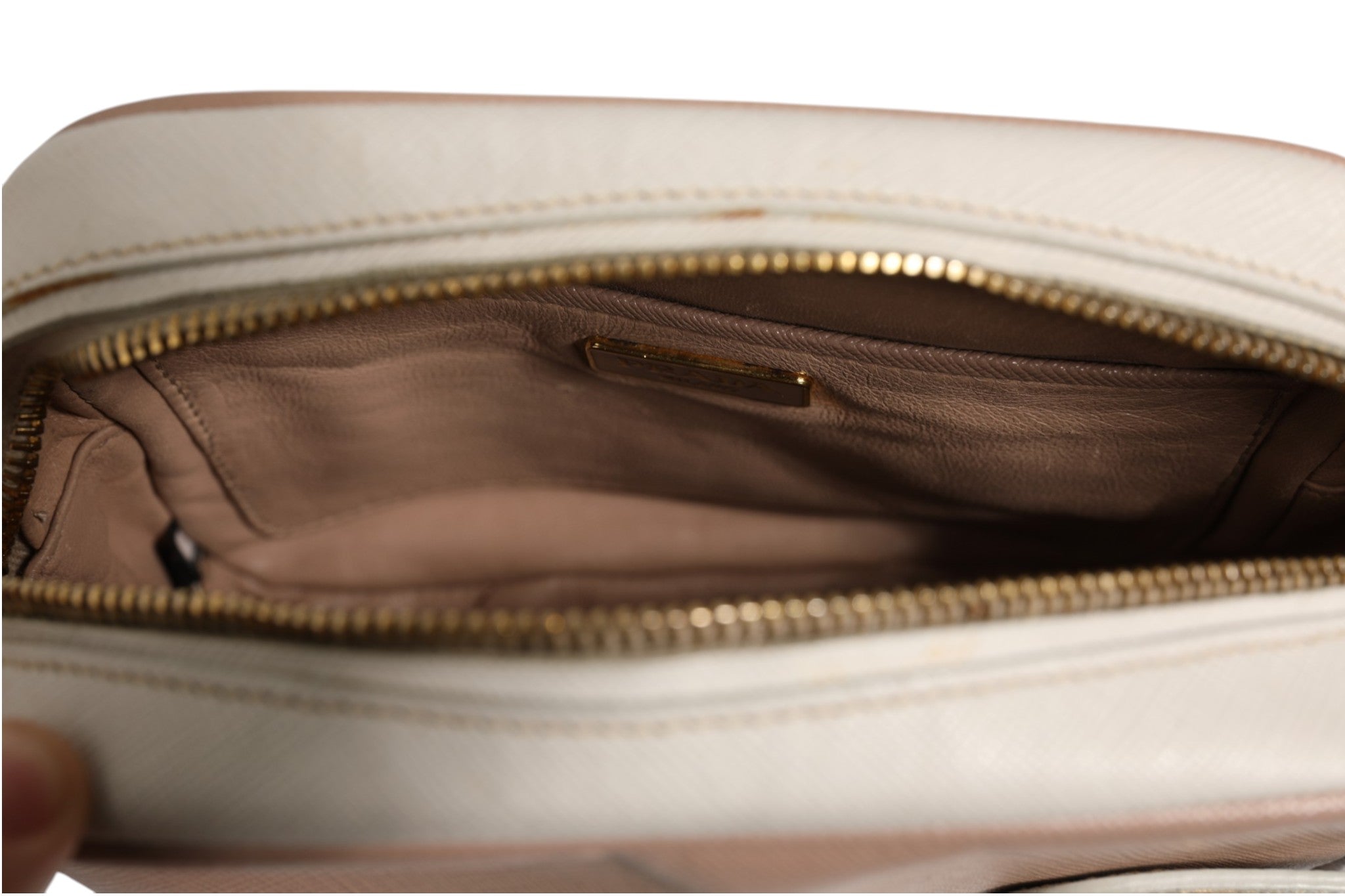 Prada Umhängetasche aus Leder, Klein, Clay Gray