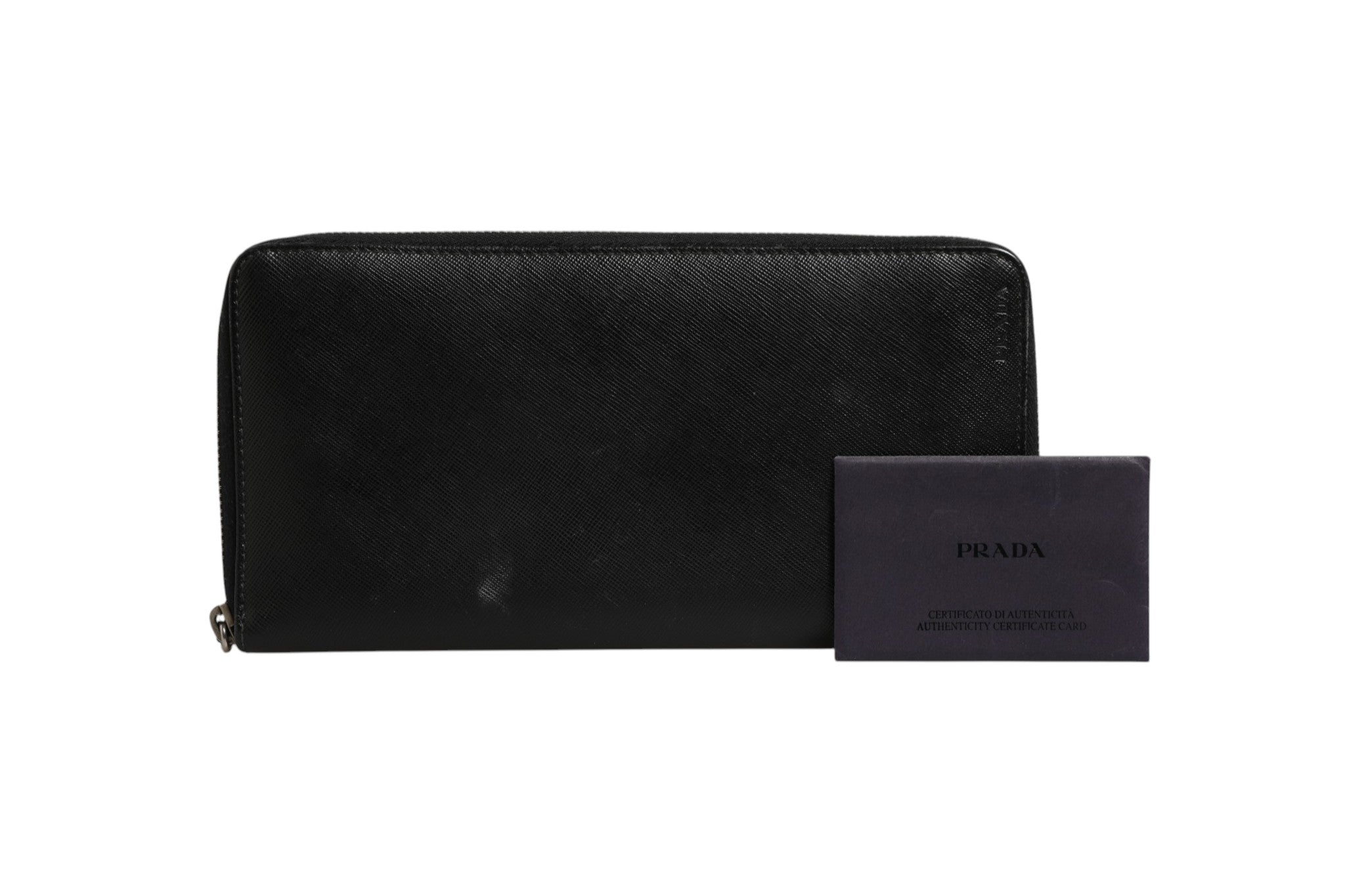Prada Baltico Saffiano Leder Reißverschluss-Reisebrieftasche