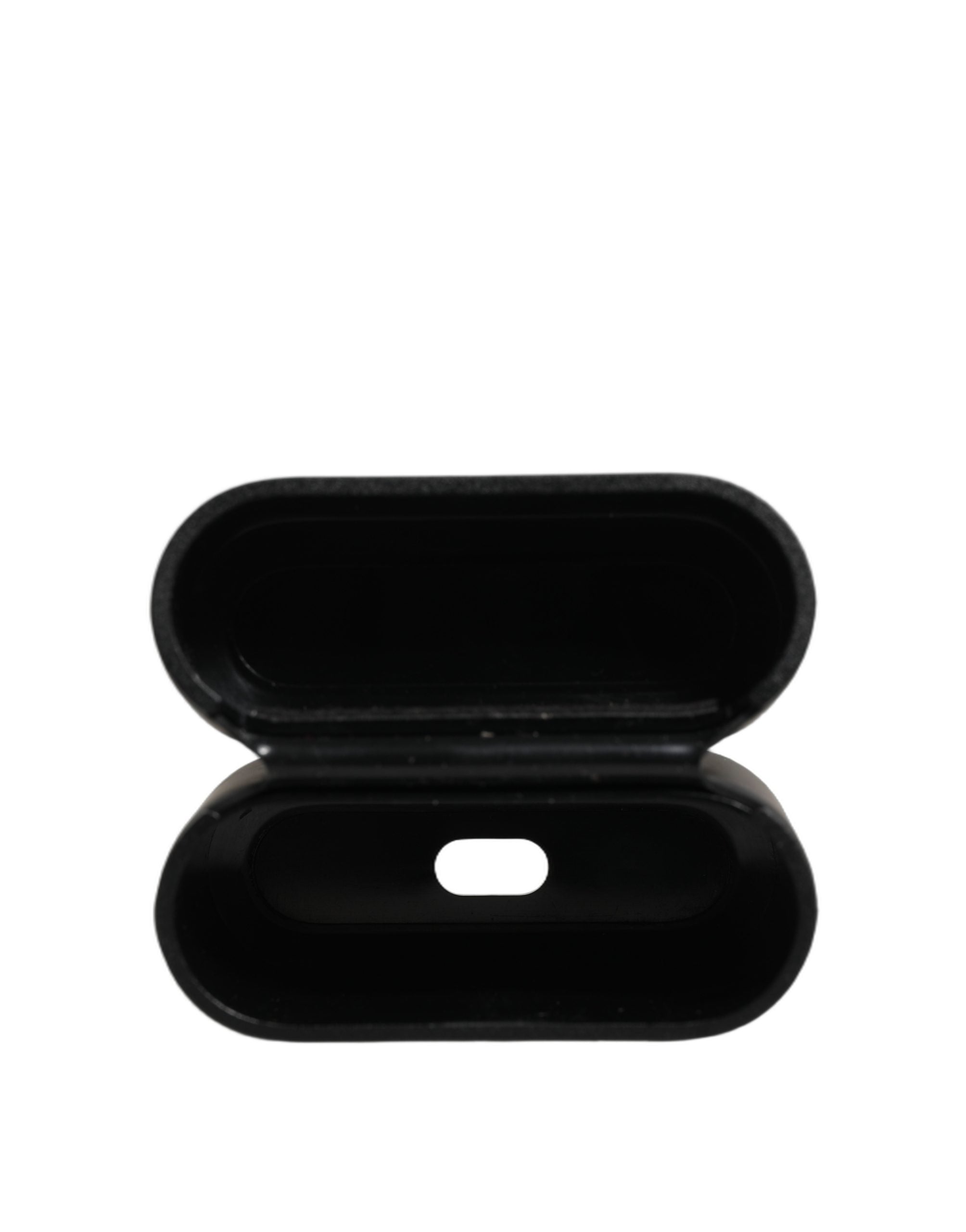 Dolce & Gabbana Hülle Schwarz PVC Geprägtes Logo Klapphalterung Damen Airpods