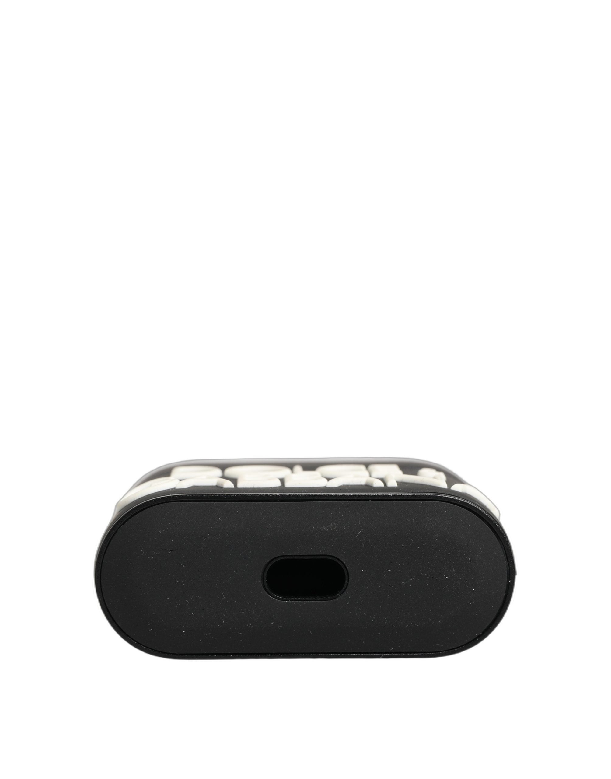 Dolce & Gabbana Hülle Schwarz PVC Geprägtes Logo Klapphalterung Damen Airpods