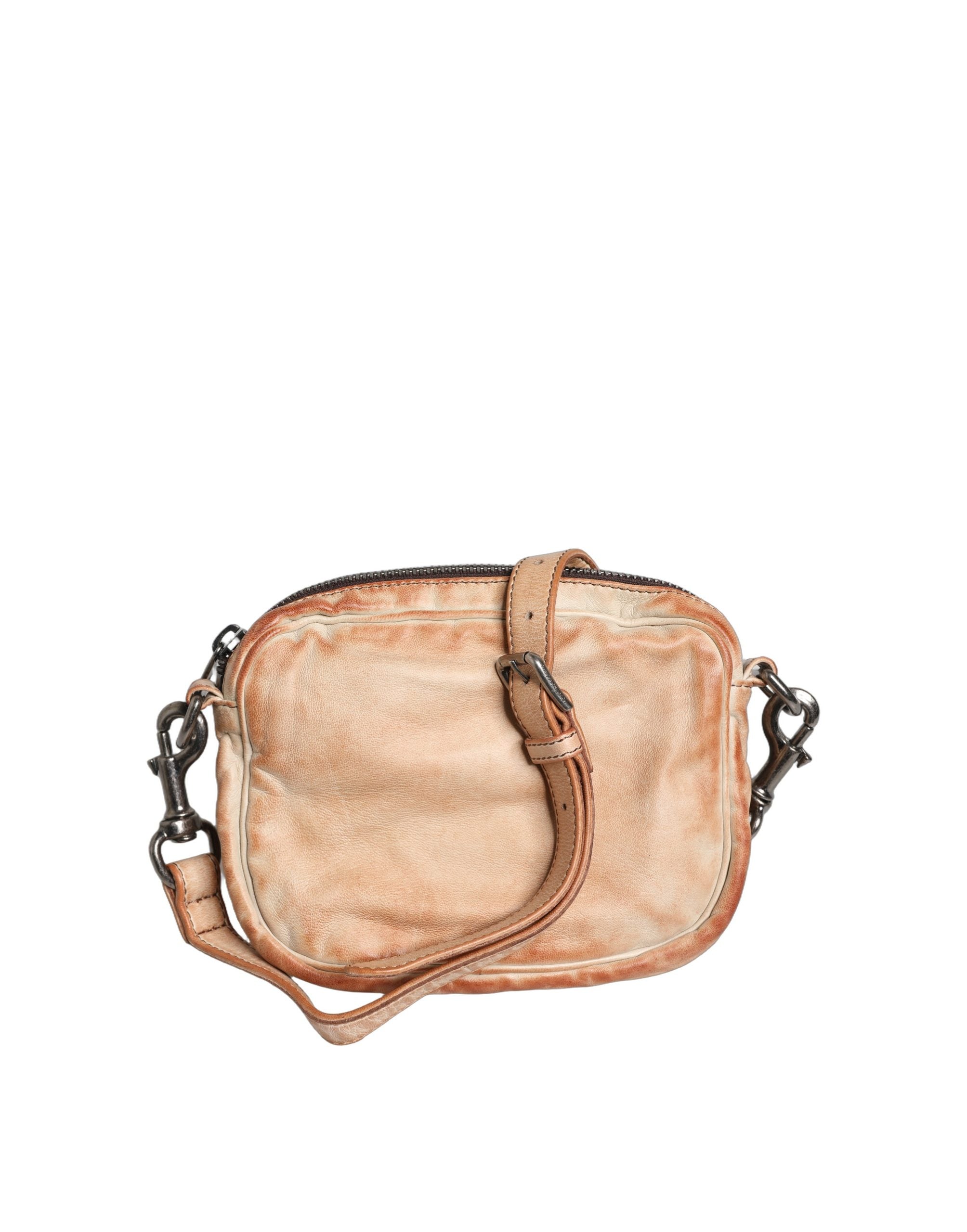 Sac bandoulière homme Dolce & Gabbana en cuir vintage beige avec plaque logo