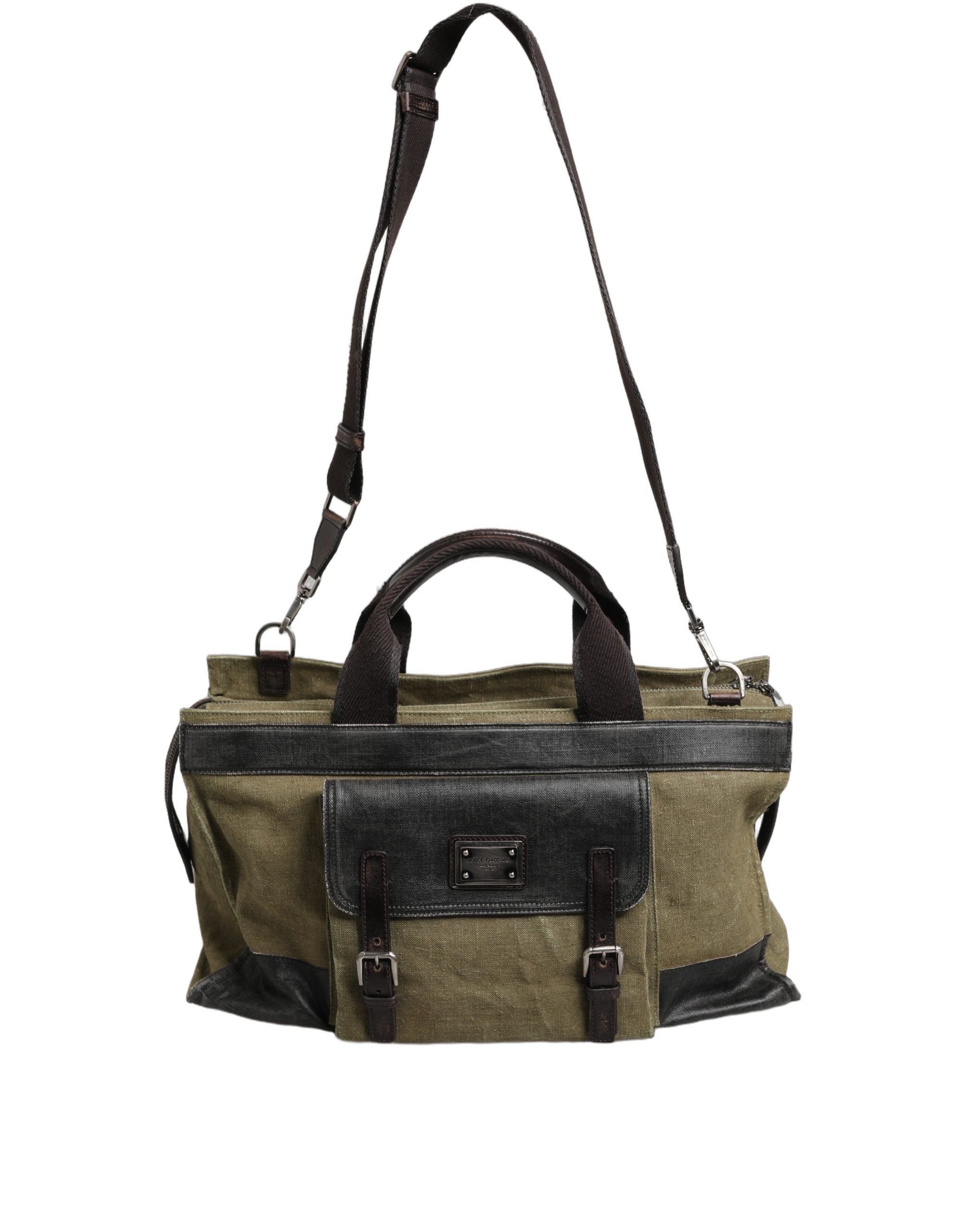 Dolce & Gabbana Sac de sport/épaule bi-matière vert militaire