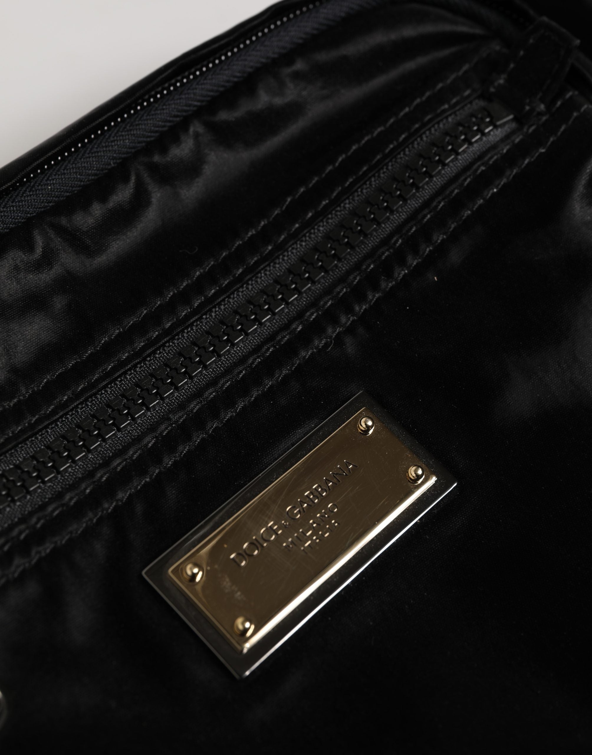 Dolce & Gabbana Black Brass Plate Bumbag Waist Fanny Pack Men Bag