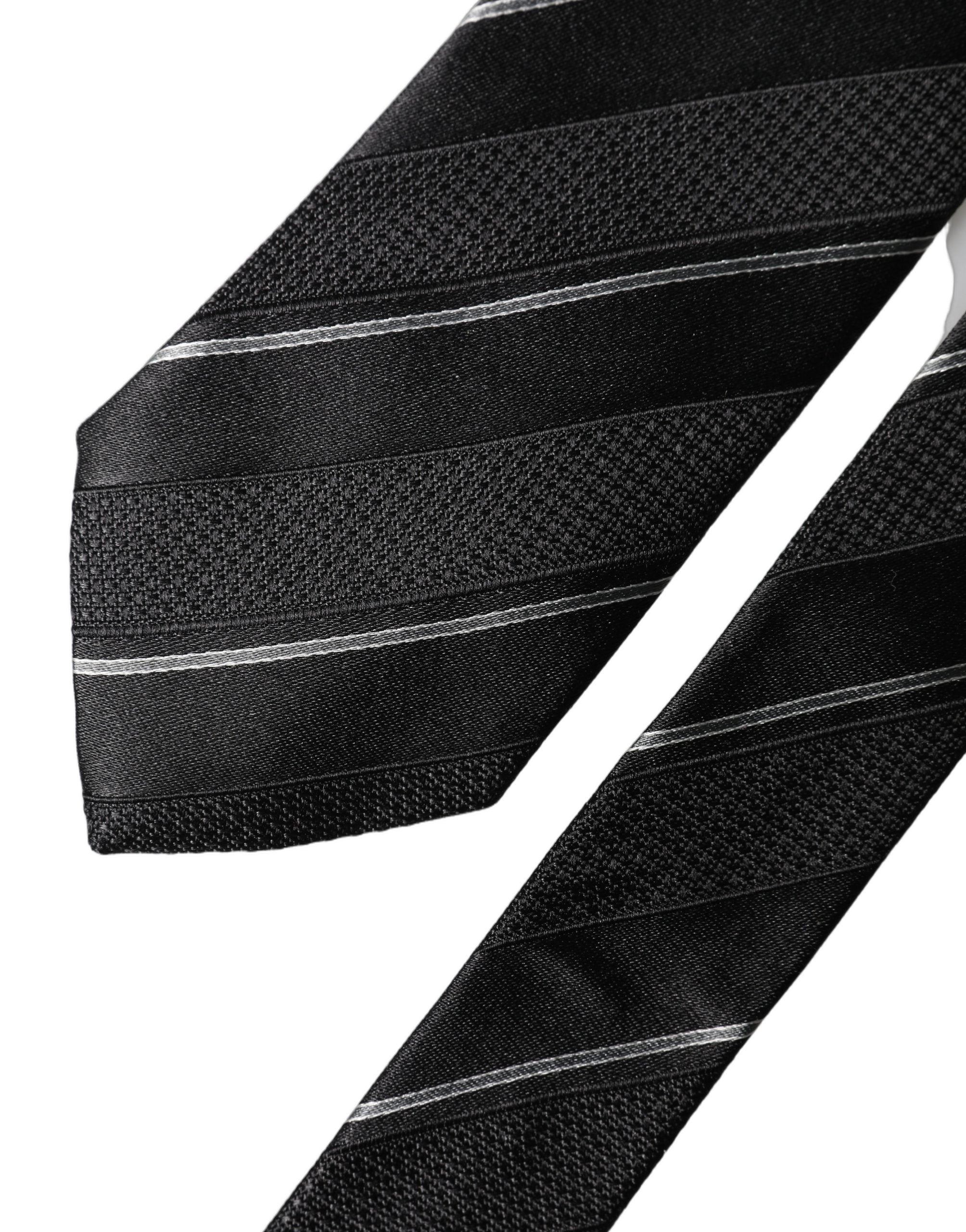 Cravate Homme Réglable Dolce & Gabbana Rayures Noires et Blanches 100% Soie