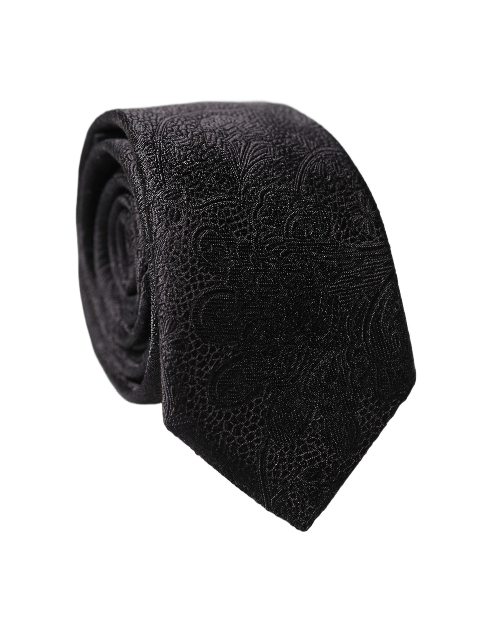 Cravate en soie brodée florale noire réglable Dolce & Gabbana pour homme