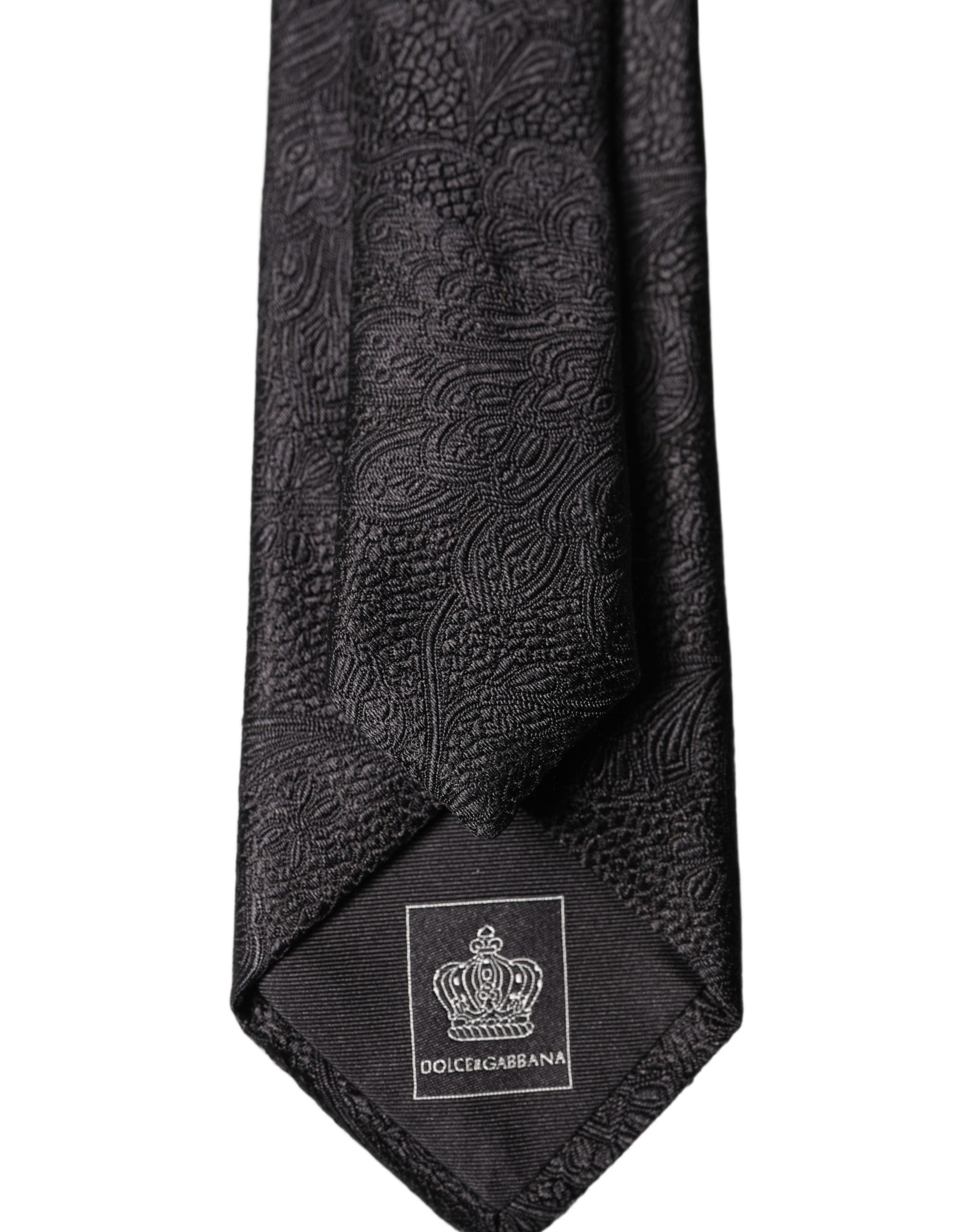Cravate en soie brodée florale noire réglable Dolce & Gabbana pour homme