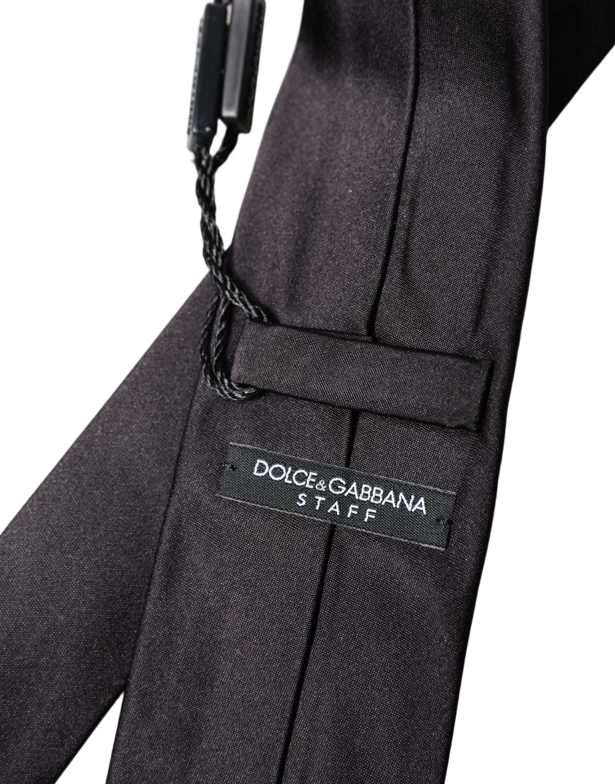 Dolce & Gabbana Schwarze, unifarbene 100% Seidenkrawatte für Herren zum Binden
