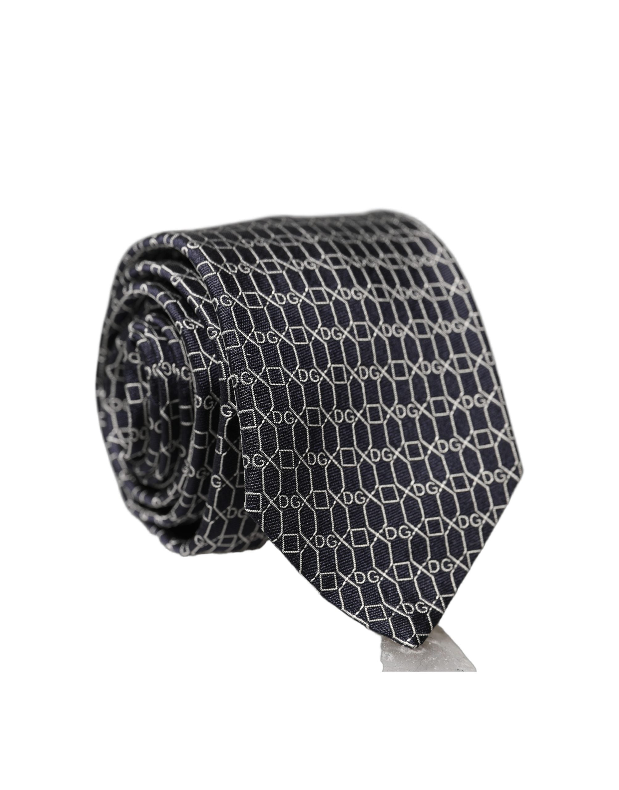 Cravate en soie noire géométrique DG Dolce & Gabbana pour homme