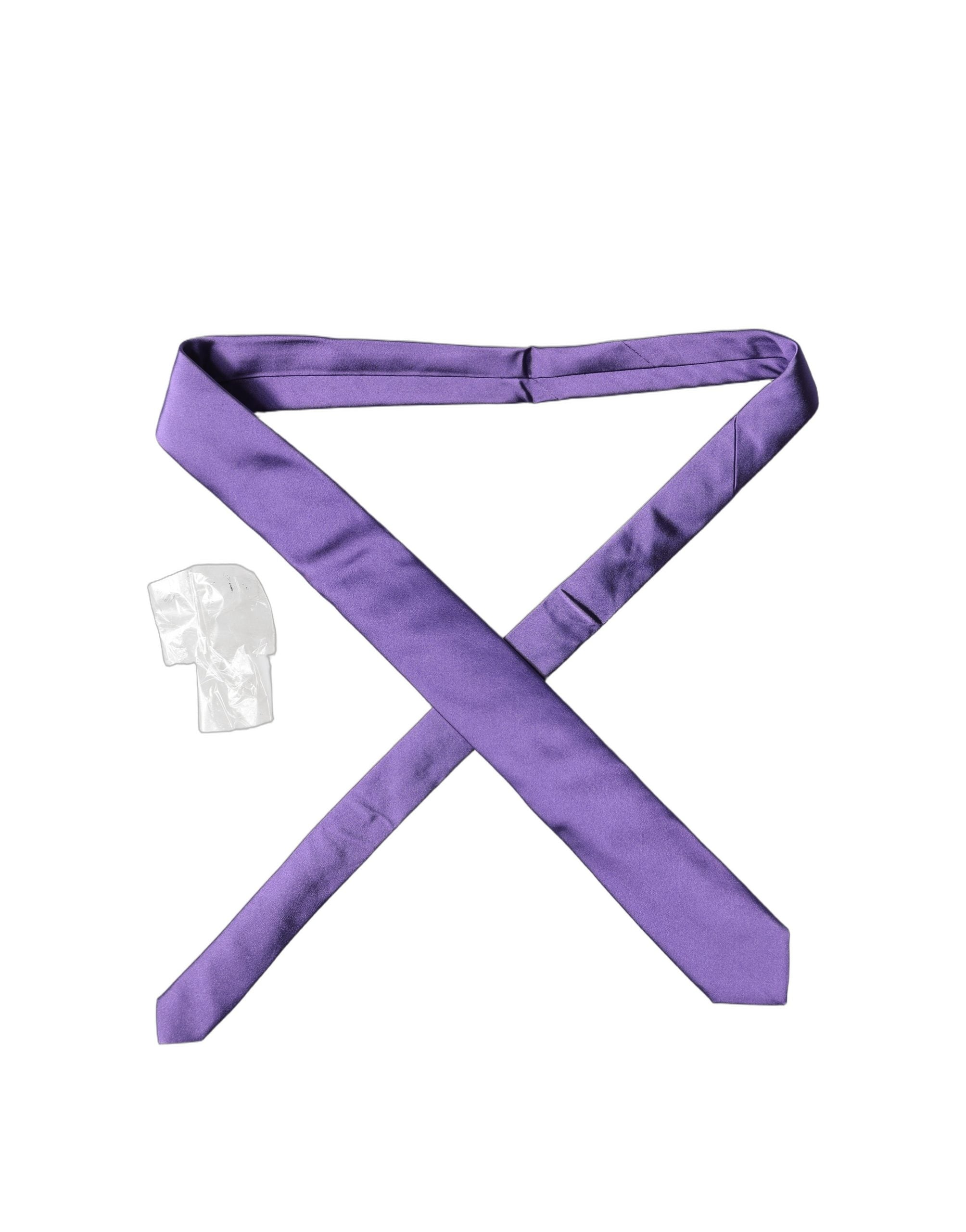 Cravate Dolce & Gabbana en satin violet 100 % soie réglable pour homme