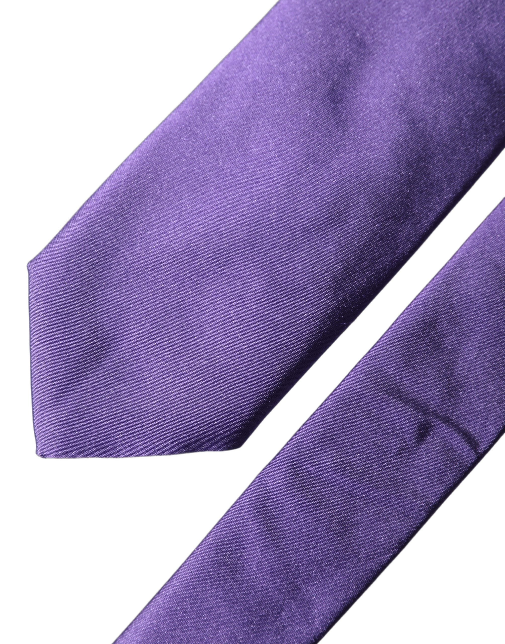 Cravate Dolce & Gabbana en satin violet 100 % soie réglable pour homme