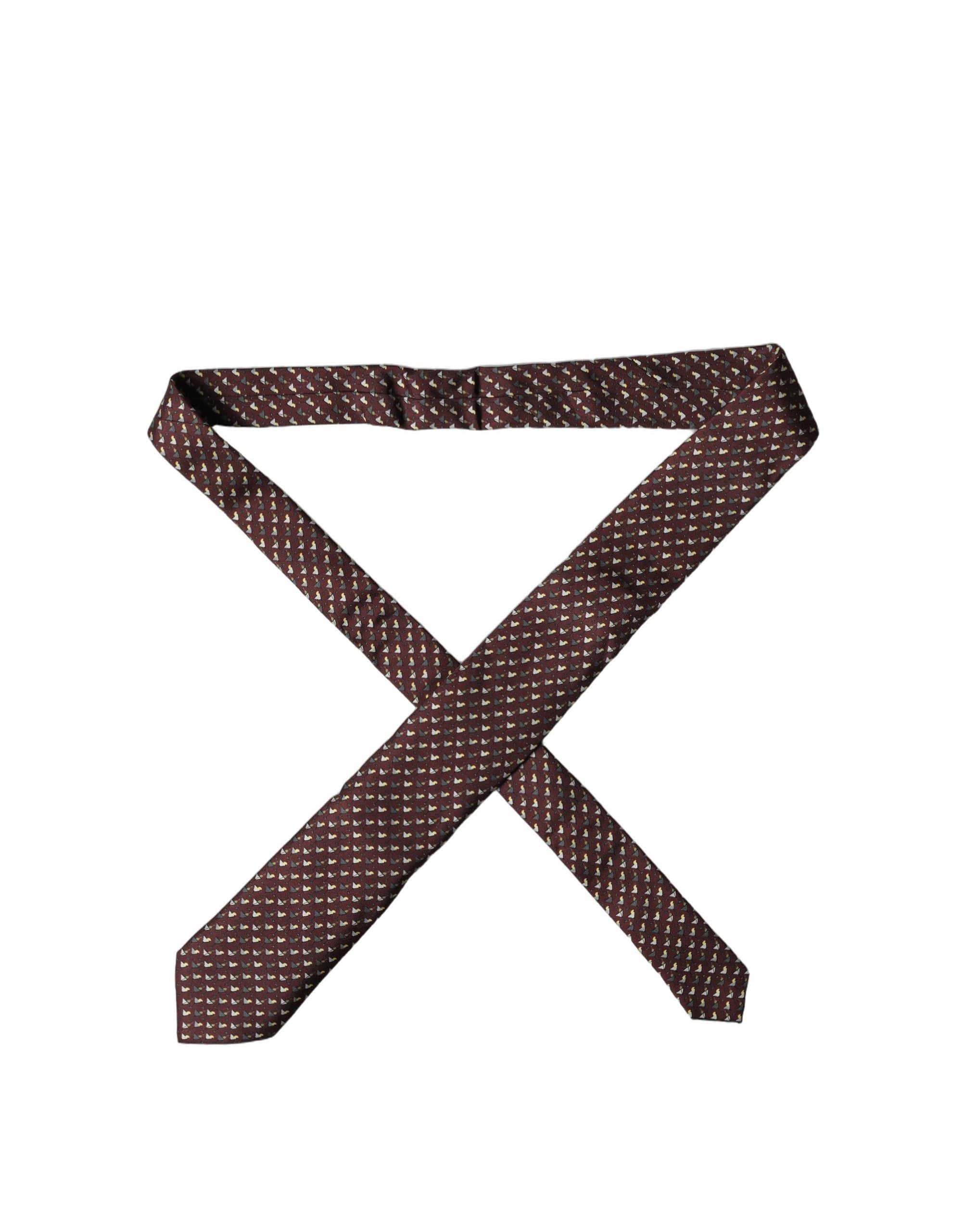 Cravate en soie géométrique bordeaux ajustable pour homme Dolce & Gabbana