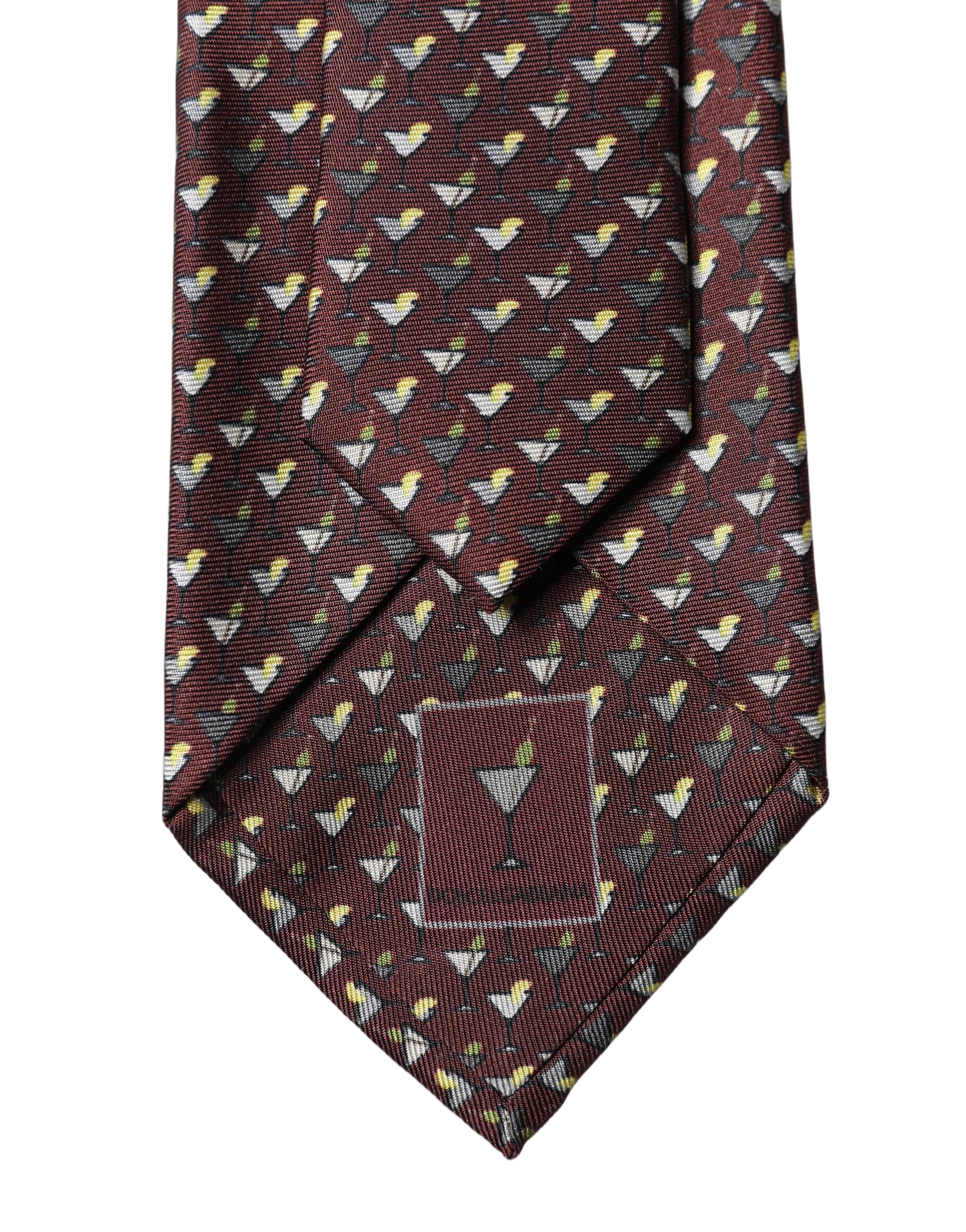 Cravate en soie géométrique bordeaux ajustable pour homme Dolce & Gabbana