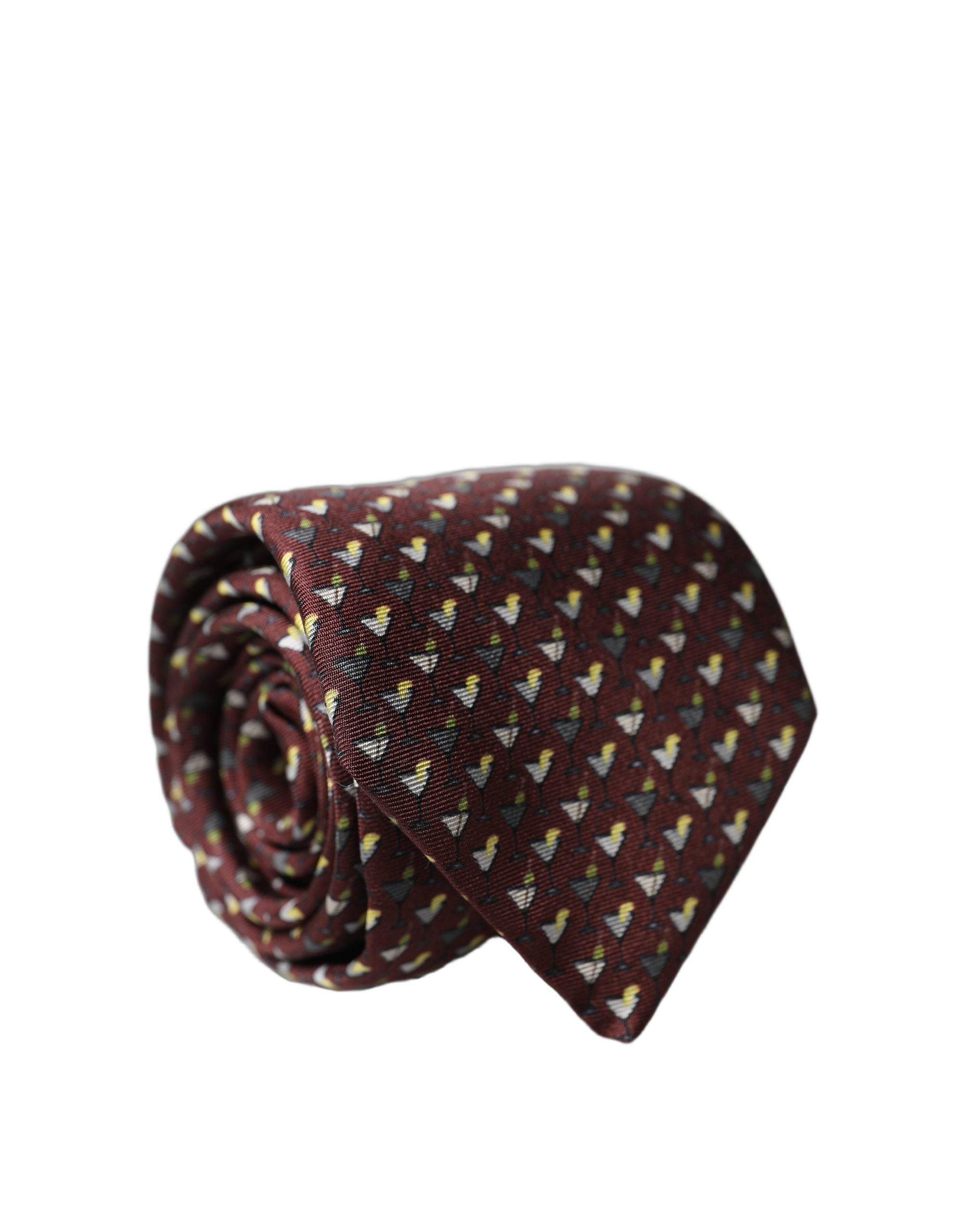 Dolce & Gabbana Burgund Geometrische Seide Verstellbare Herren Krawatte