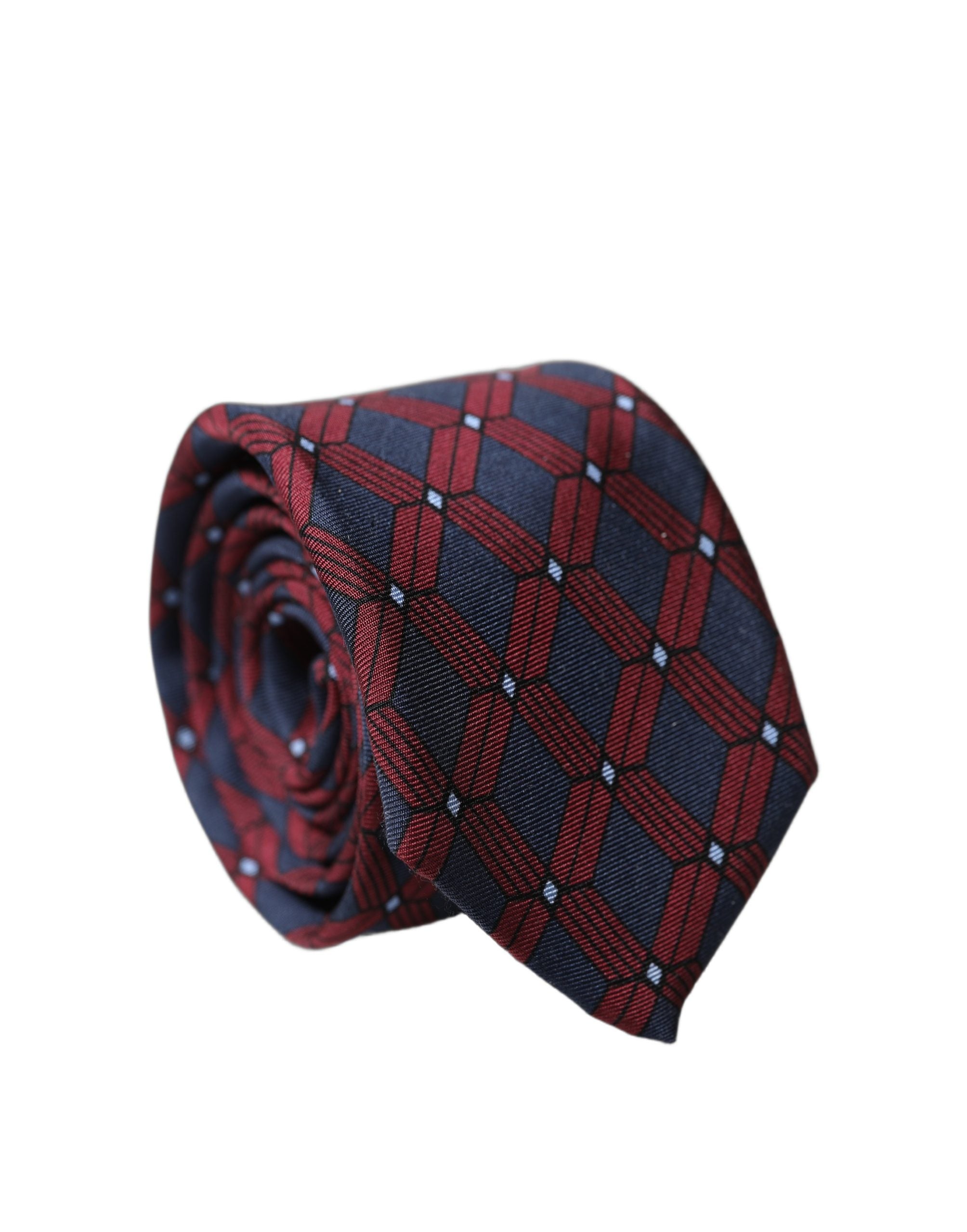 Dolce & Gabbana Blau Rot Gemusterte 100% Seide Verstellbare Herren Krawatte Binder