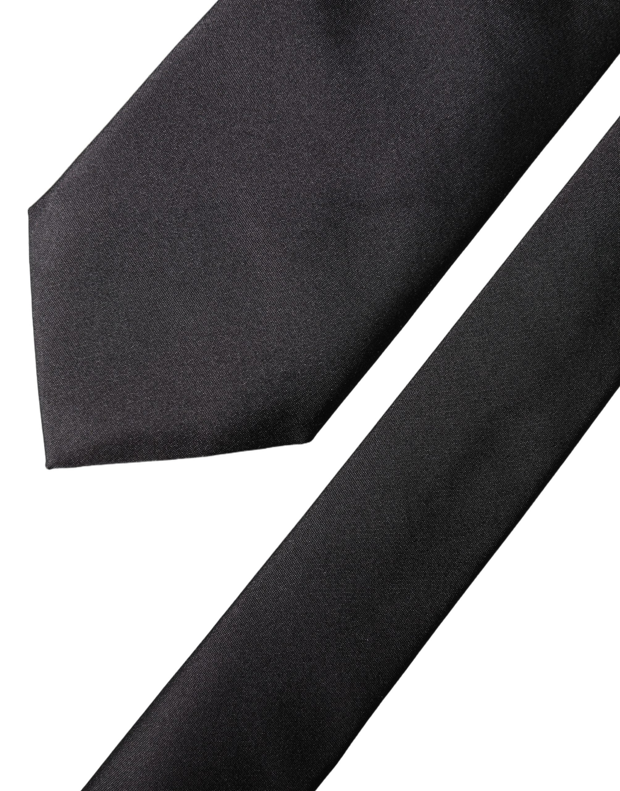 Cravate pour femme Dolce & Gabbana en satin noir 100 % soie, réglable à nouer