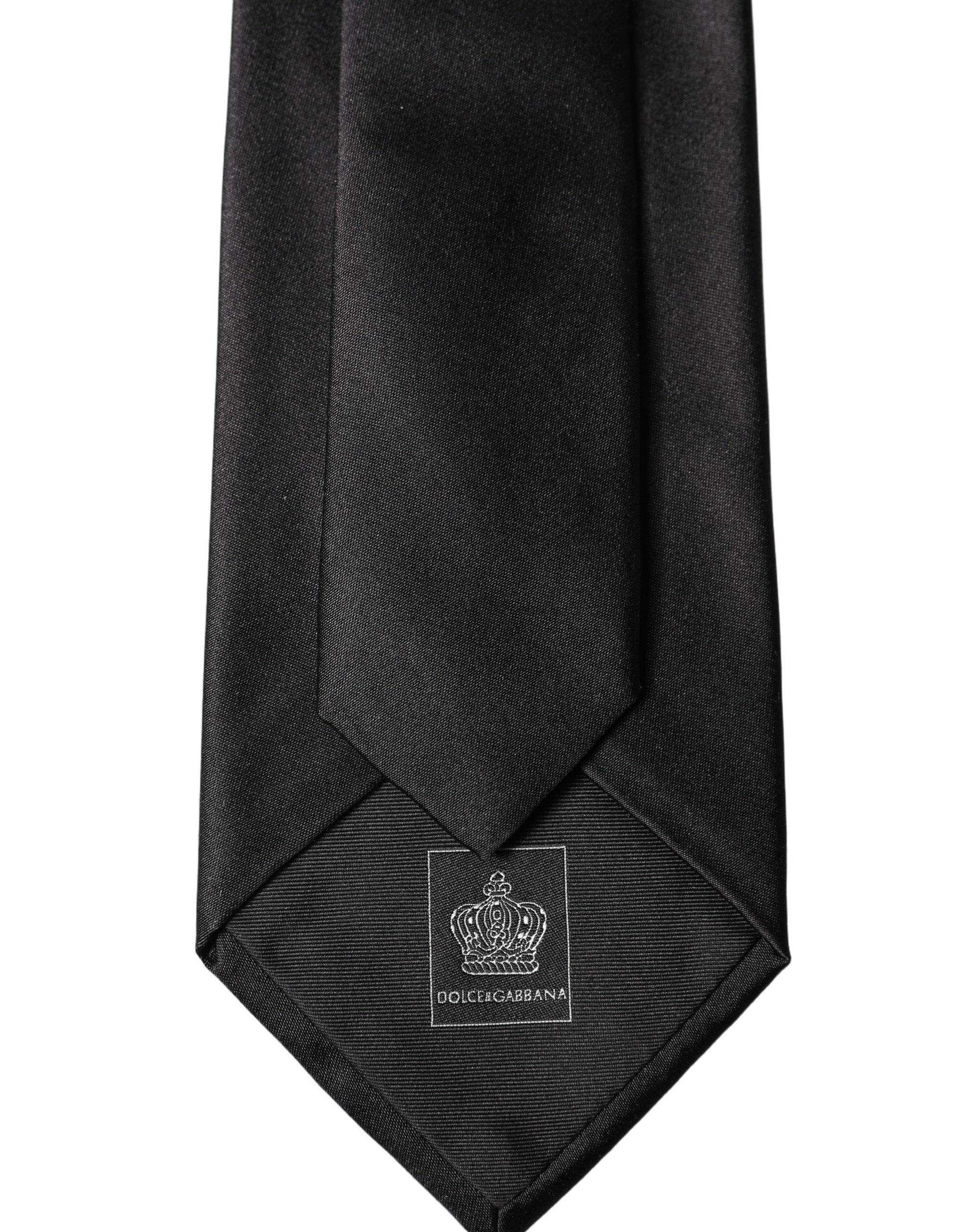 Cravate pour femme Dolce & Gabbana en satin noir 100 % soie, réglable à nouer