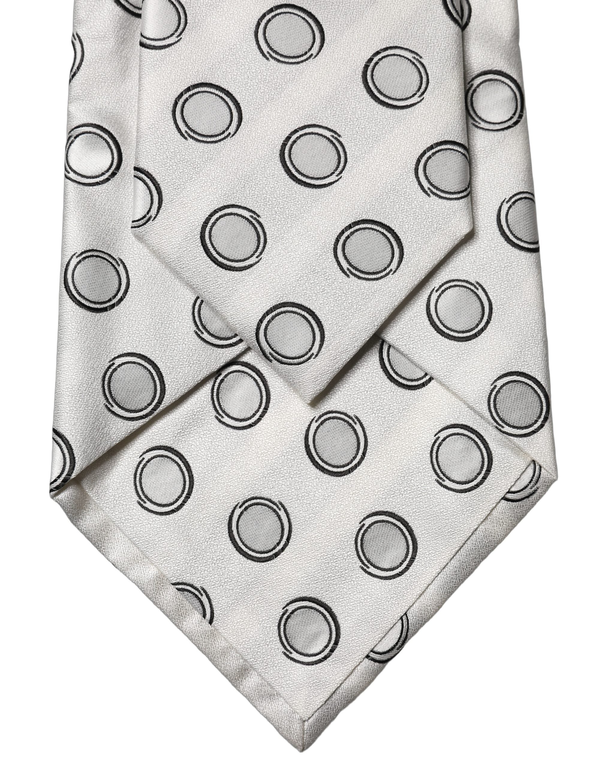 Cravate Femme Réglable en Soie à Pois Blancs et Gris Dolce & Gabbana