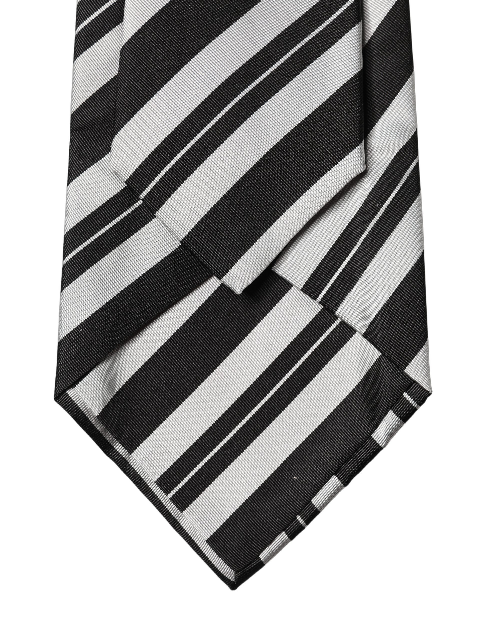Cravate femme réglable en soie à rayures noires et blanches Dolce & Gabbana