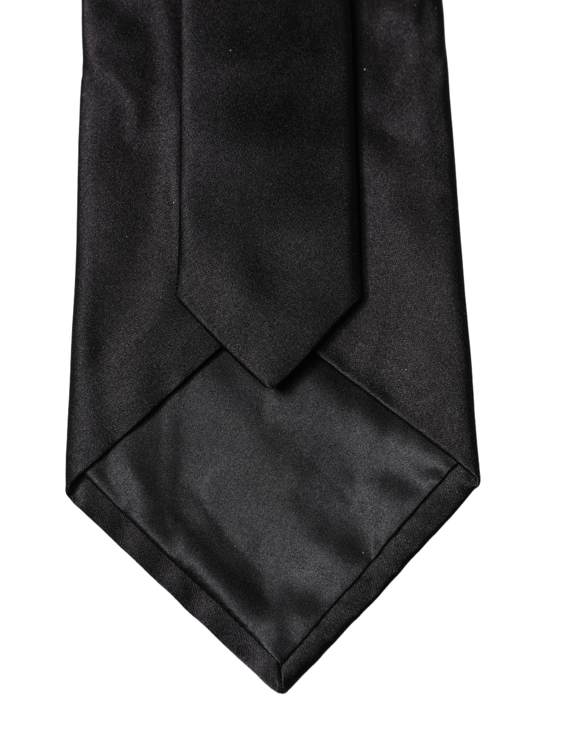 Dolce & Gabbana Schwarze, unifarbene, verstellbare Damen-Krawatte aus Satinseide