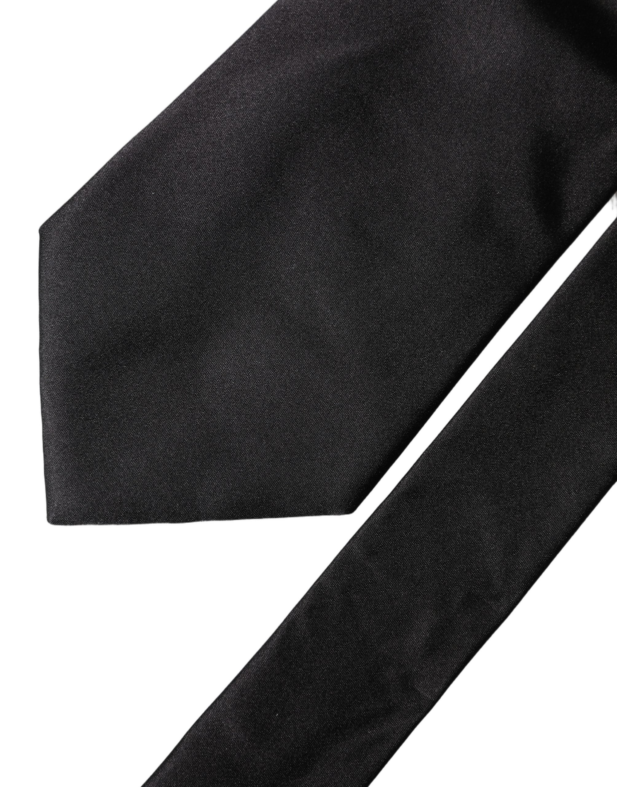 Dolce & Gabbana Schwarze, unifarbene, verstellbare Damen-Krawatte aus Satinseide