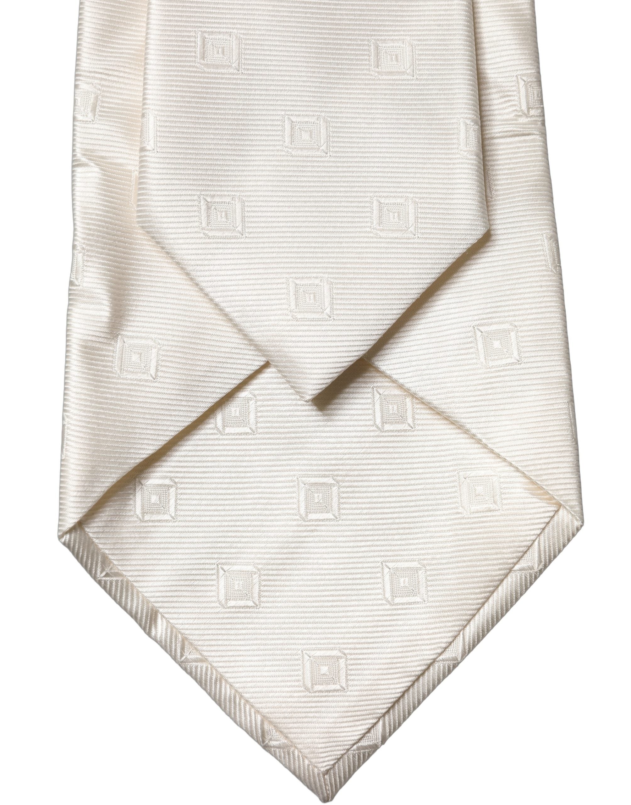 Dolce & Gabbana Off-White Geometrische Seiden-Damenkrawatte verstellbar