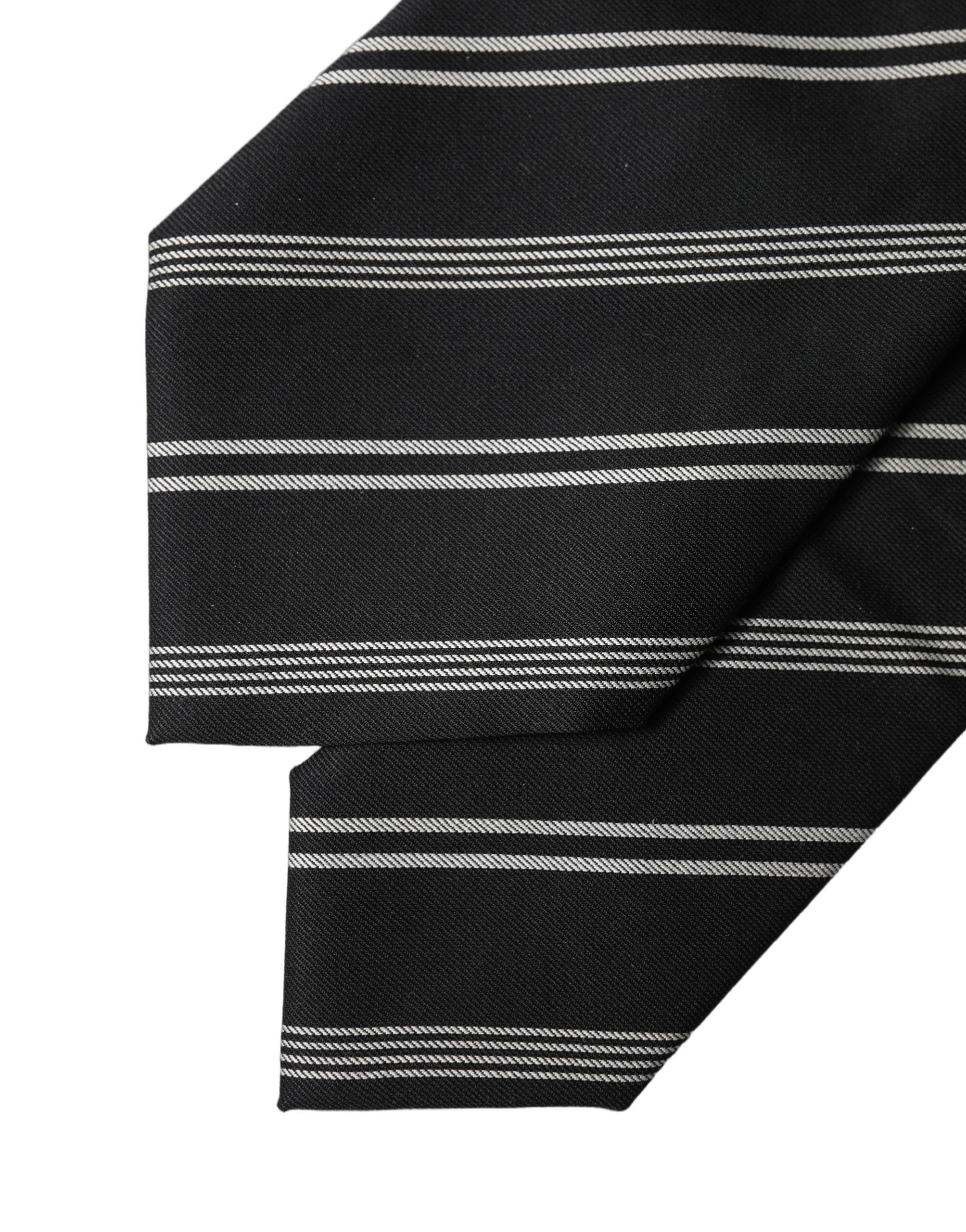 Cravate femme réglable en soie à rayures noires et blanches Dolce & Gabbana