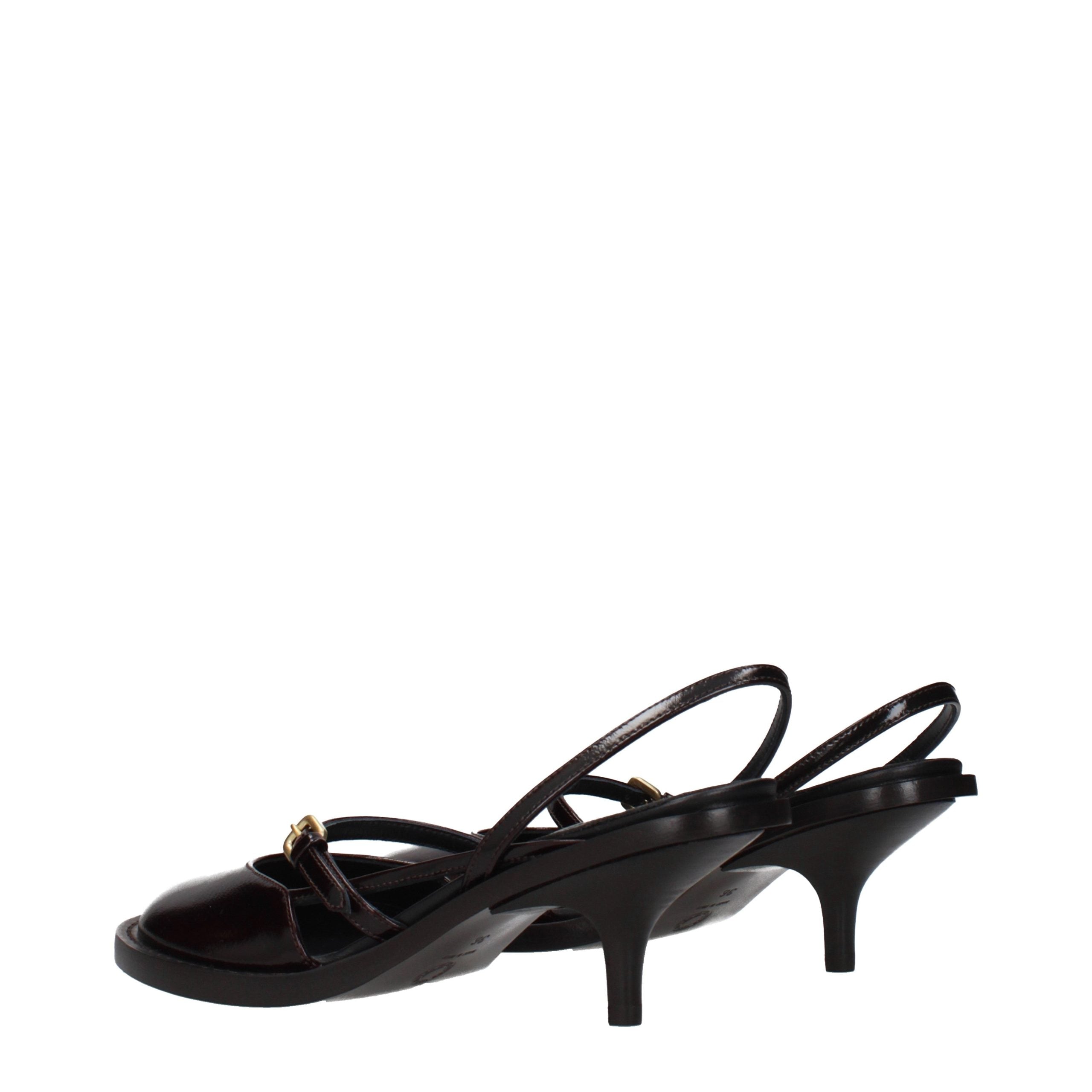 Sandales compensées en cuir marron Dries Van Noten