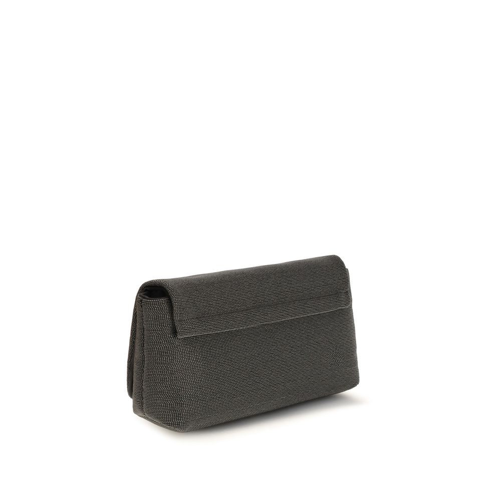 Brunello Cucinelli Schultertasche aus schwarzem Leder
