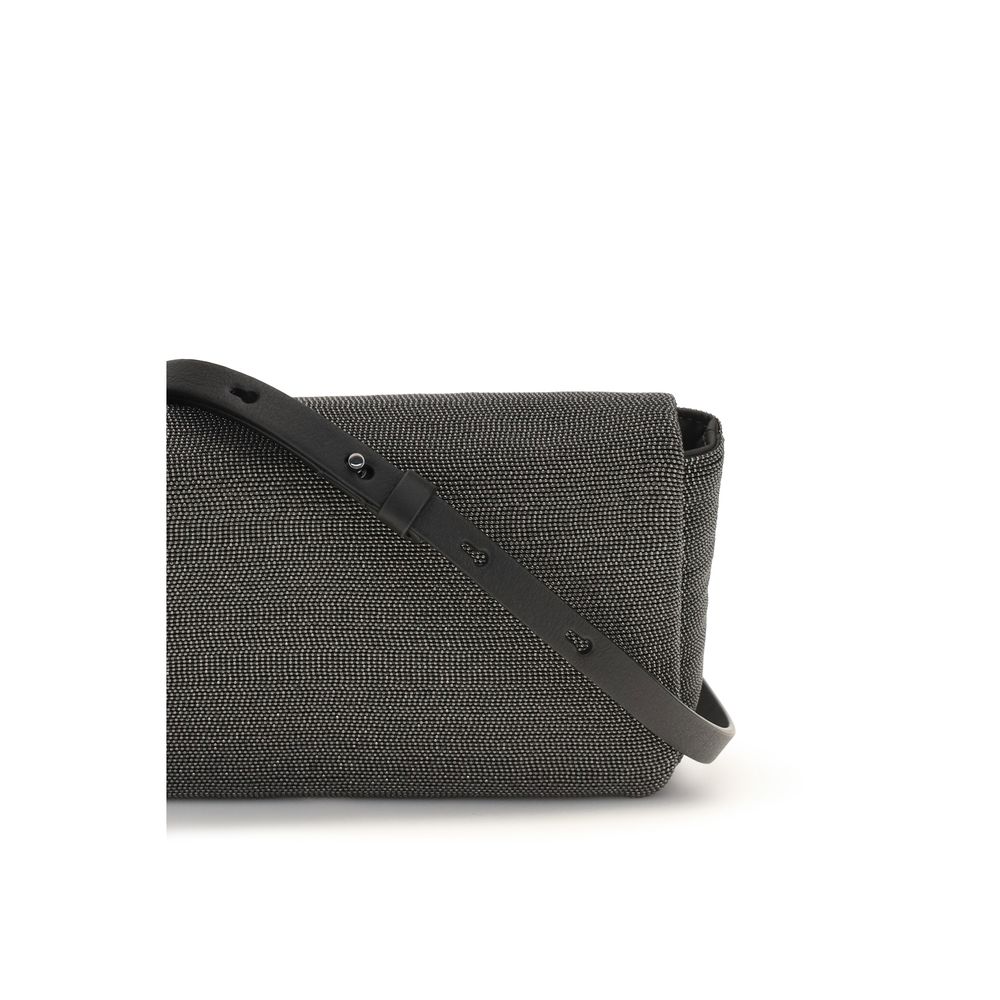 Brunello Cucinelli Schultertasche aus schwarzem Leder