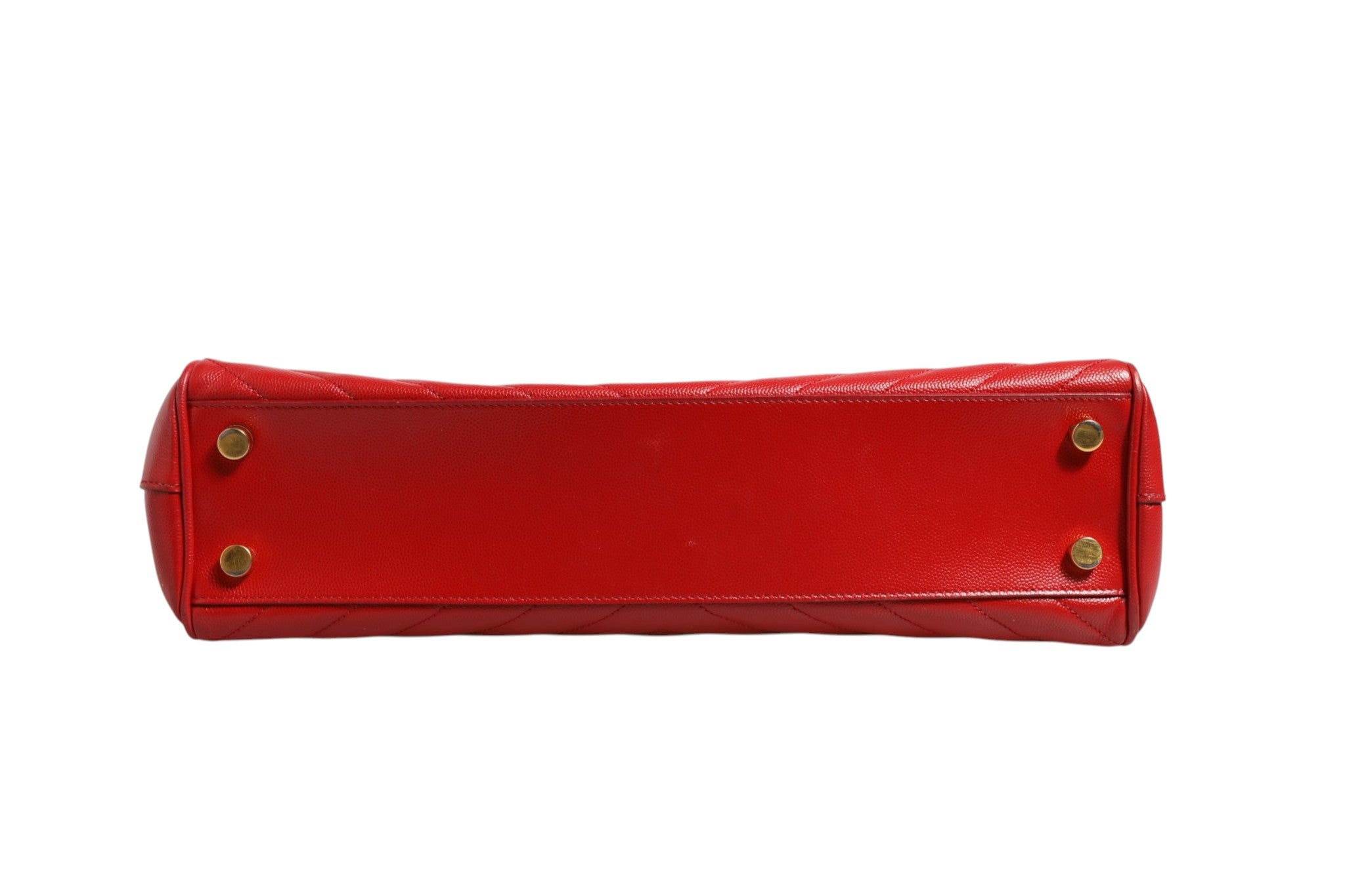 Saint Laurent Rote Chevron Gesteppte Genarbte Ledertasche mit Monogramm
