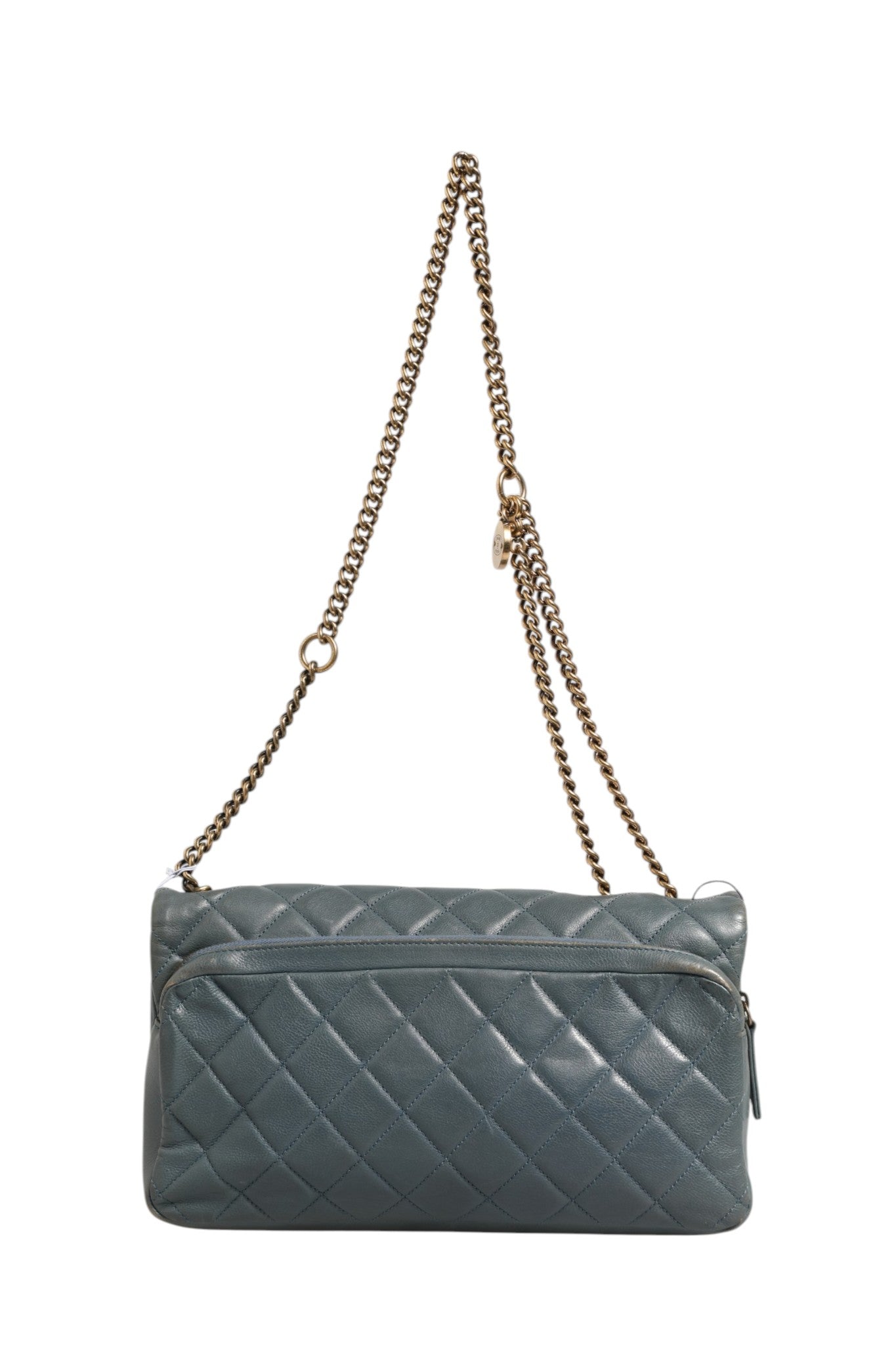 Sac à bandoulière Chanel Crown à rabat en cuir matelassé bleu