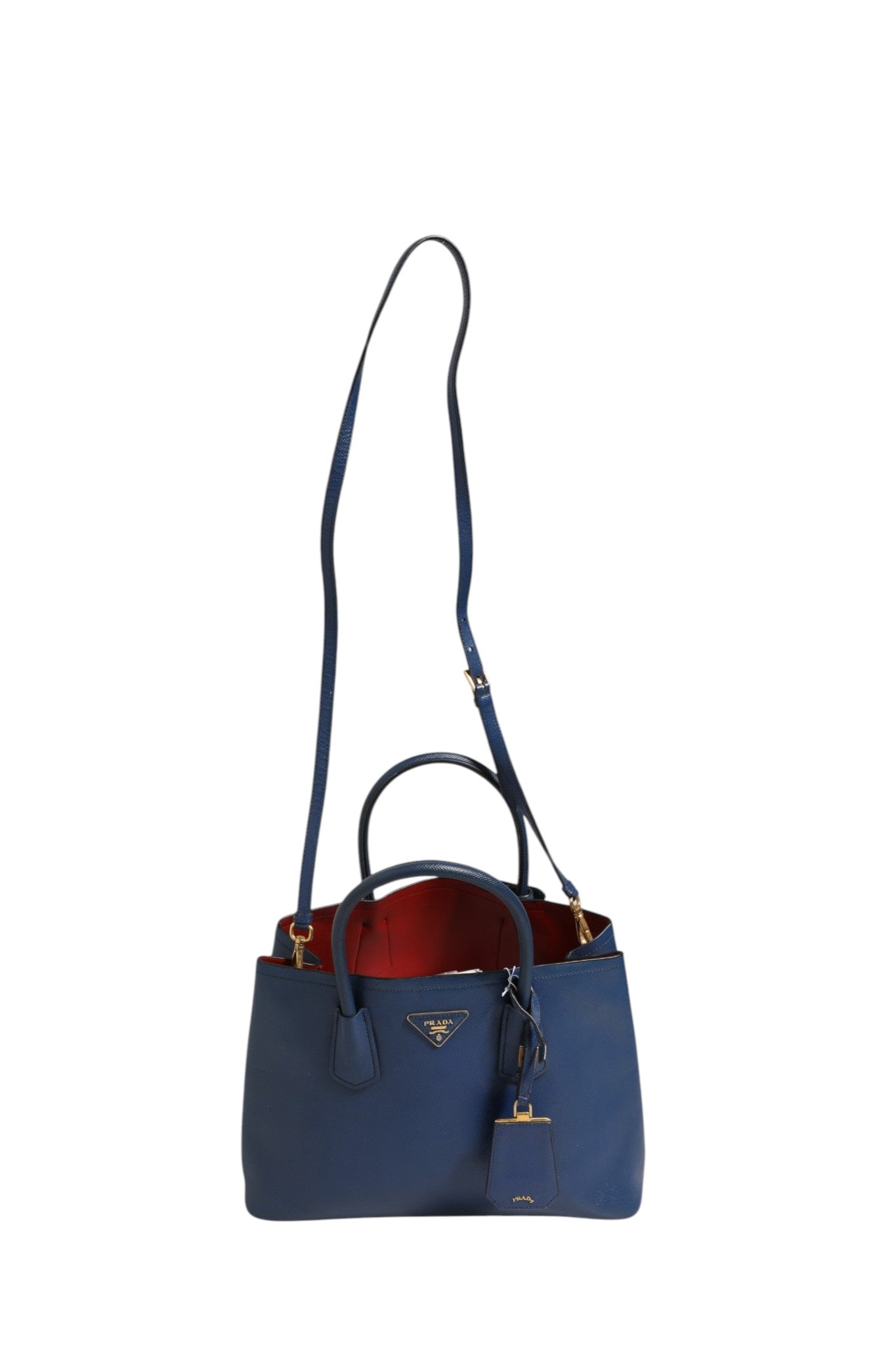 Sac 2 voies Prada en cuir Saffiano bleu