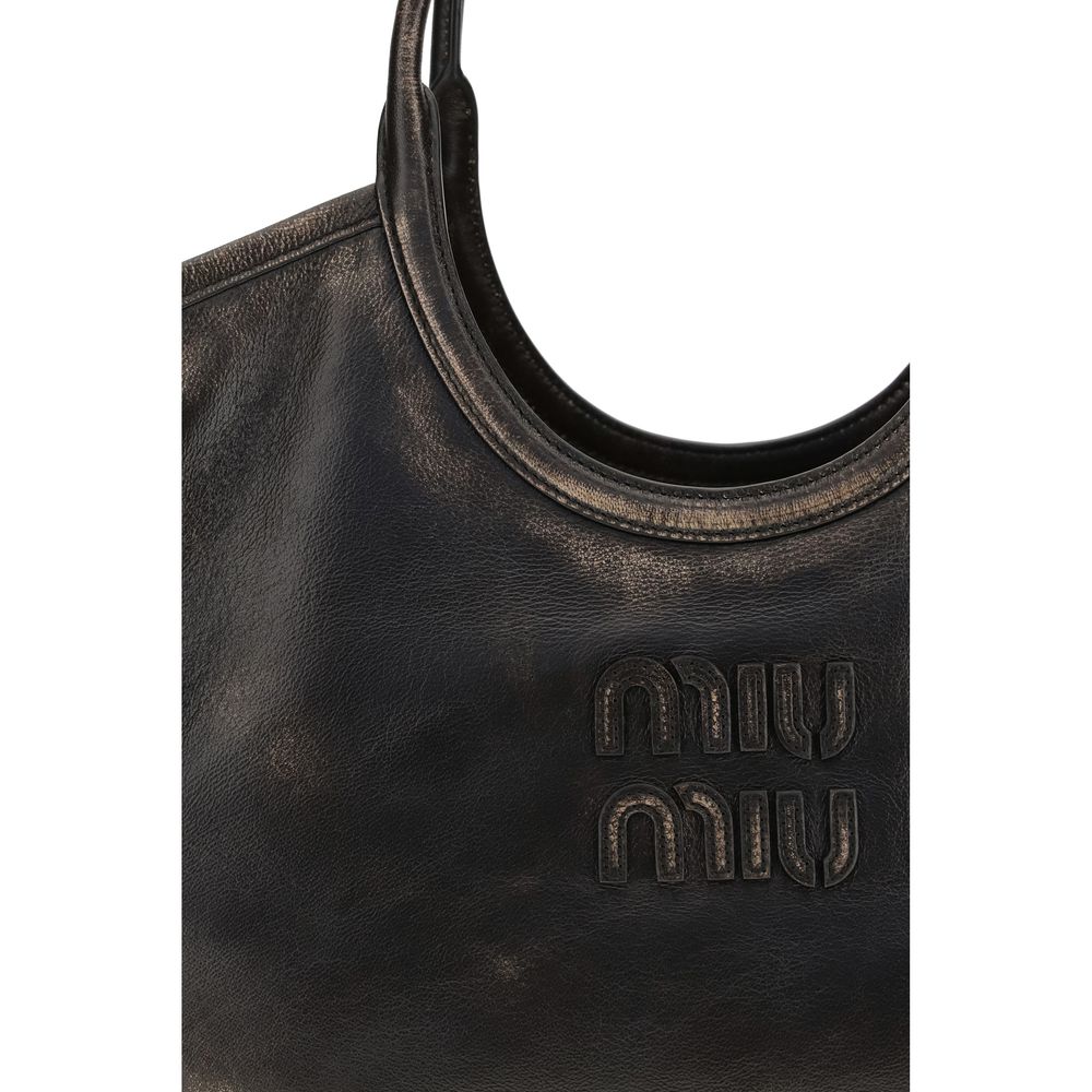 Sac porté épaule Miu Miu en cuir de veau marron Bos Taurus