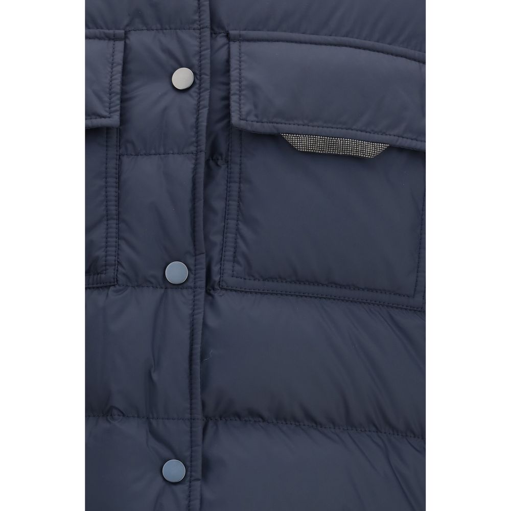 Brunello Cucinelli blaue Polyesterjacke