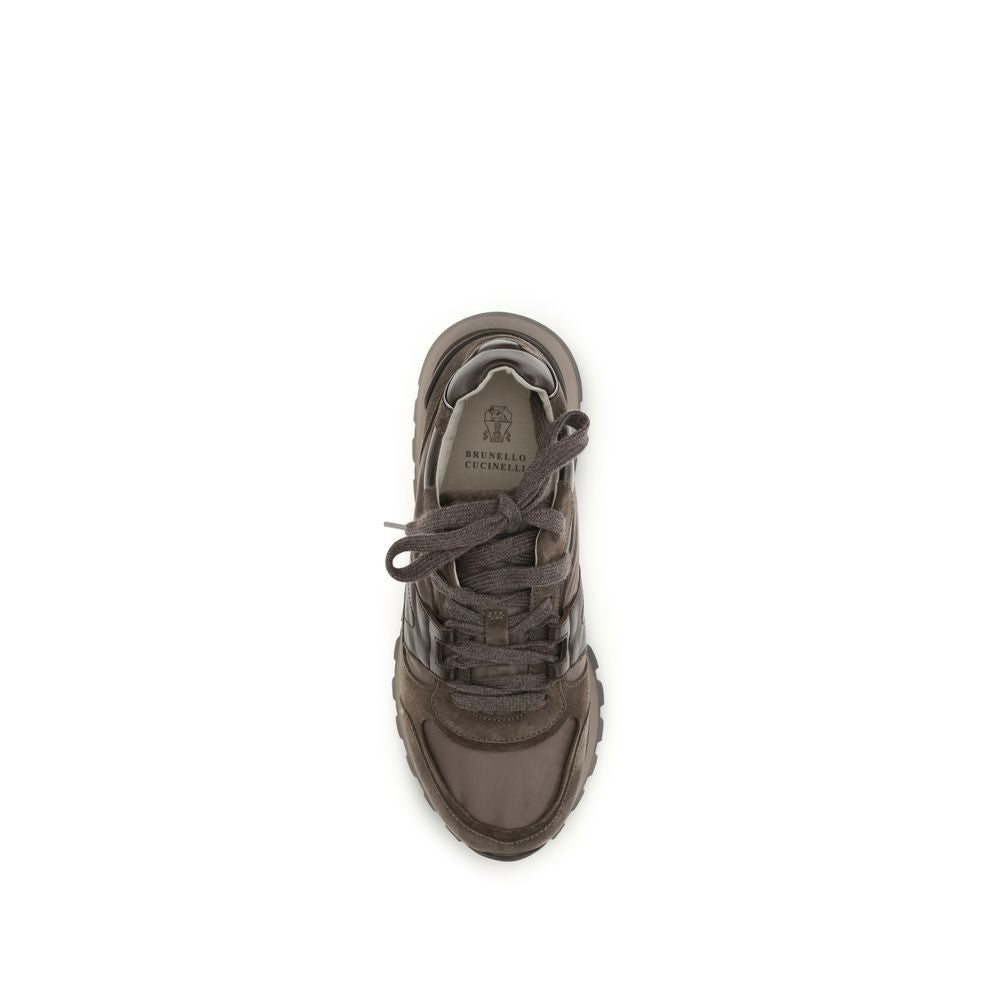Brunello Cucinelli Braune Sport-Sneaker aus Kalbsleder Bos Taurus