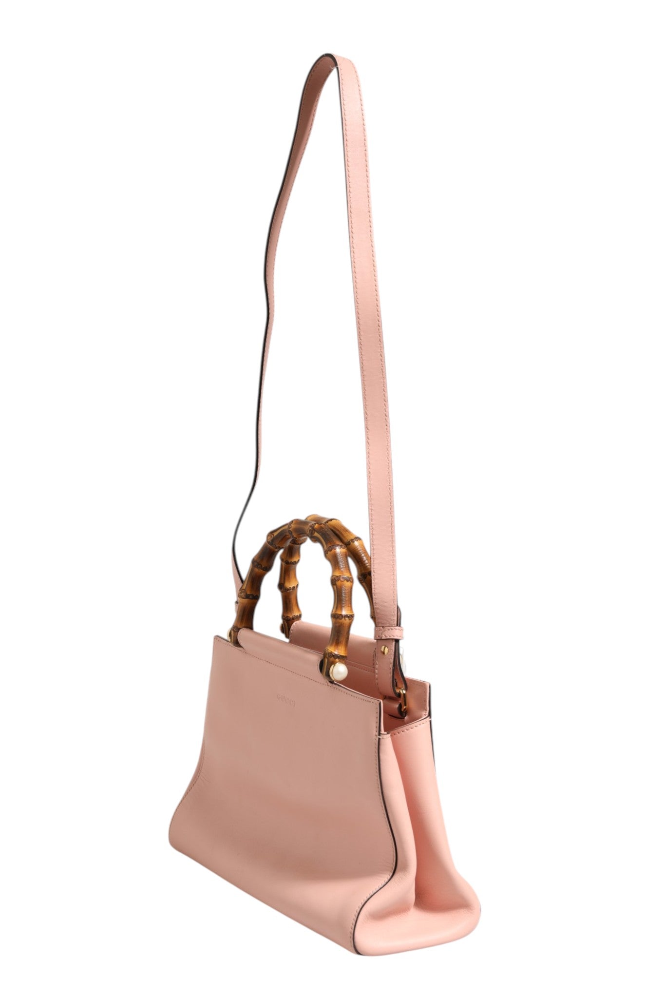 Sac à poignée supérieure Nymphaea petit format en cuir de veau rose et blanc Gucci