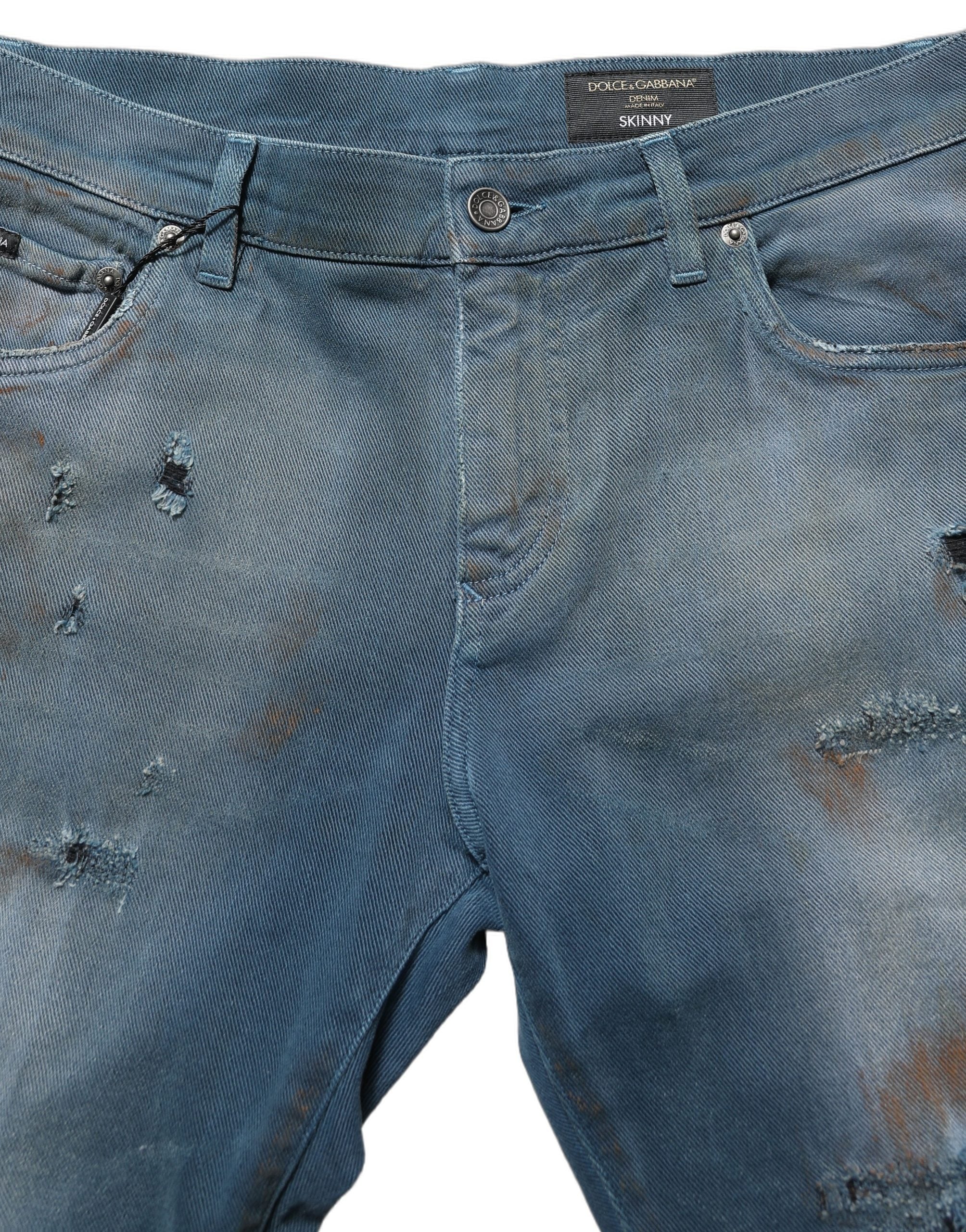 Jean en jean skinny Dolce & Gabbana bleu vieilli taille mi-haute