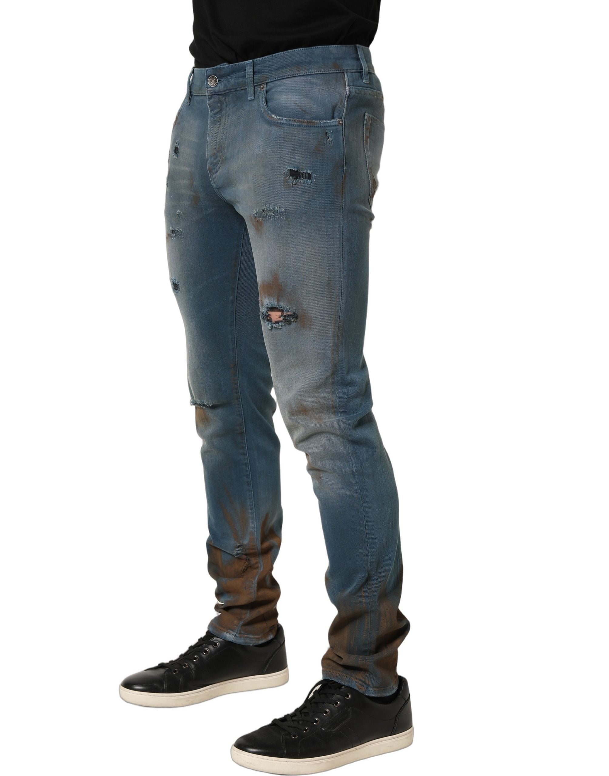 Jean en jean skinny Dolce & Gabbana bleu vieilli taille mi-haute
