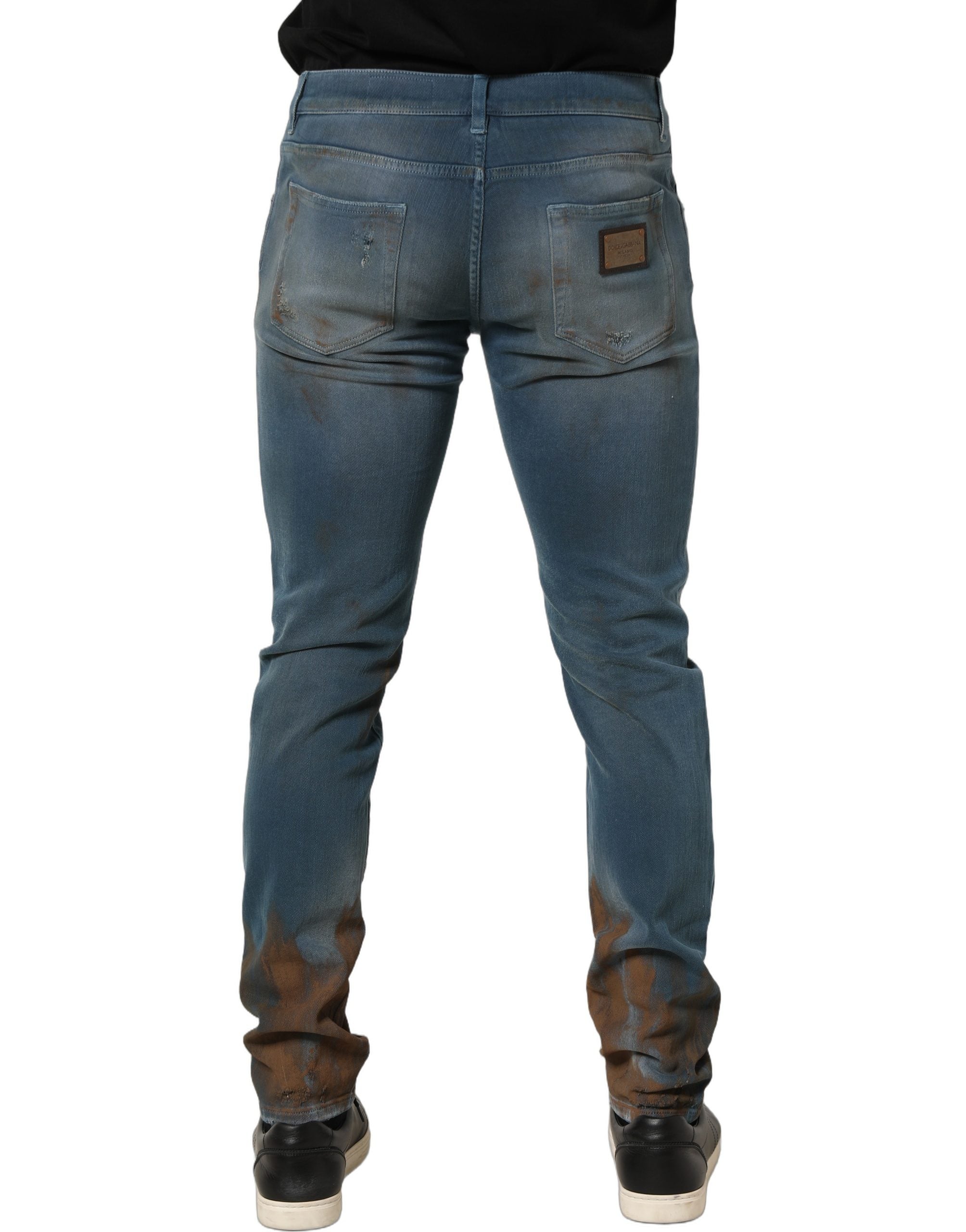 Jean en jean skinny Dolce & Gabbana bleu vieilli taille mi-haute