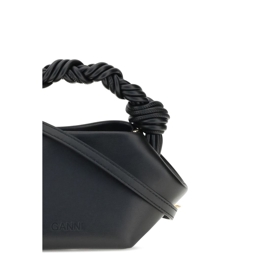 Ganni Schultertasche aus schwarzem Leder