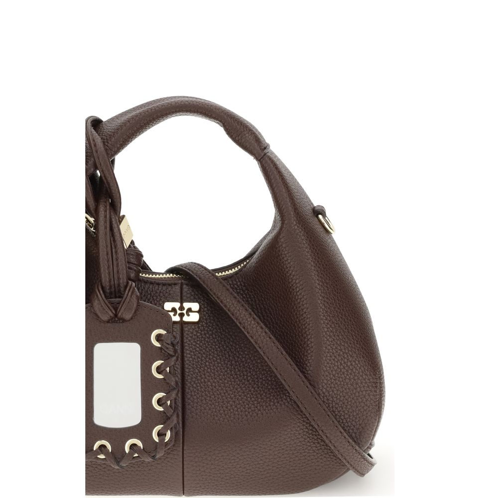 Ganni Handtasche aus recyceltem braunen Polyester