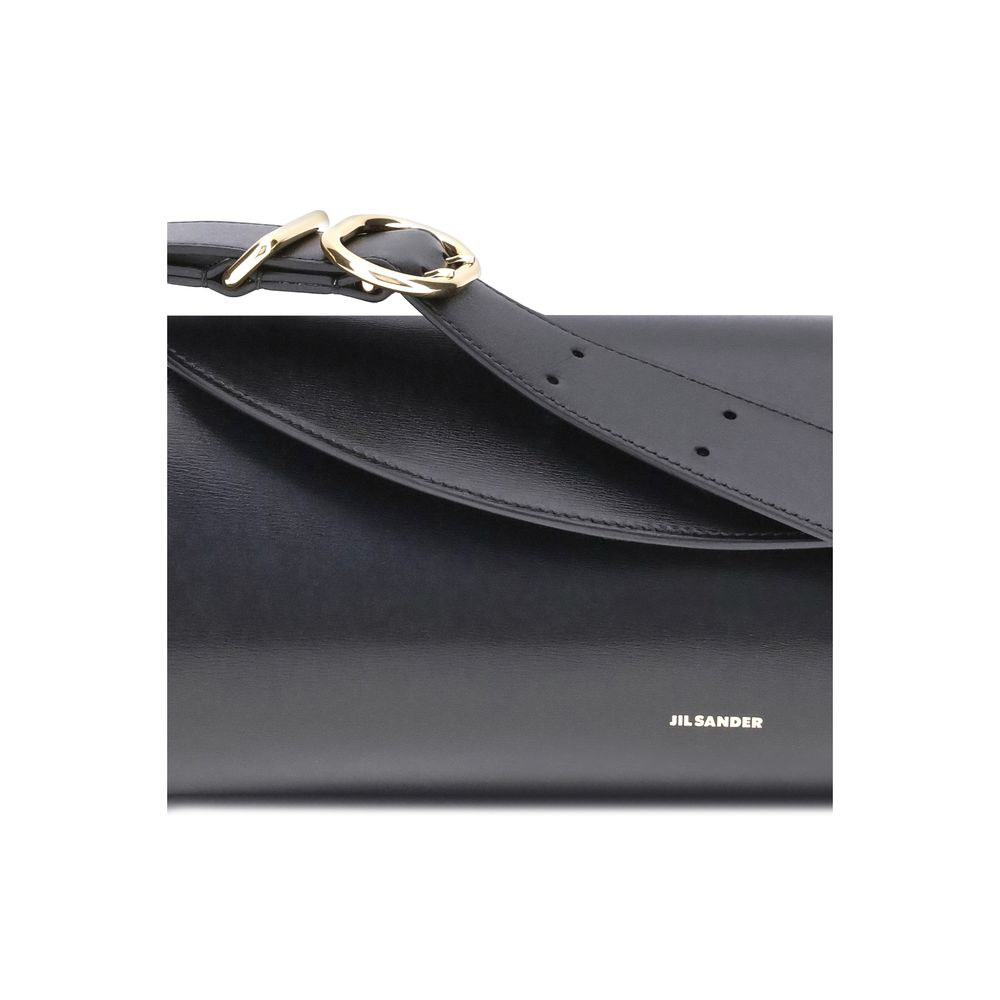 Jil Sander Schultertasche aus schwarzem Kalbsleder Bos Taurus