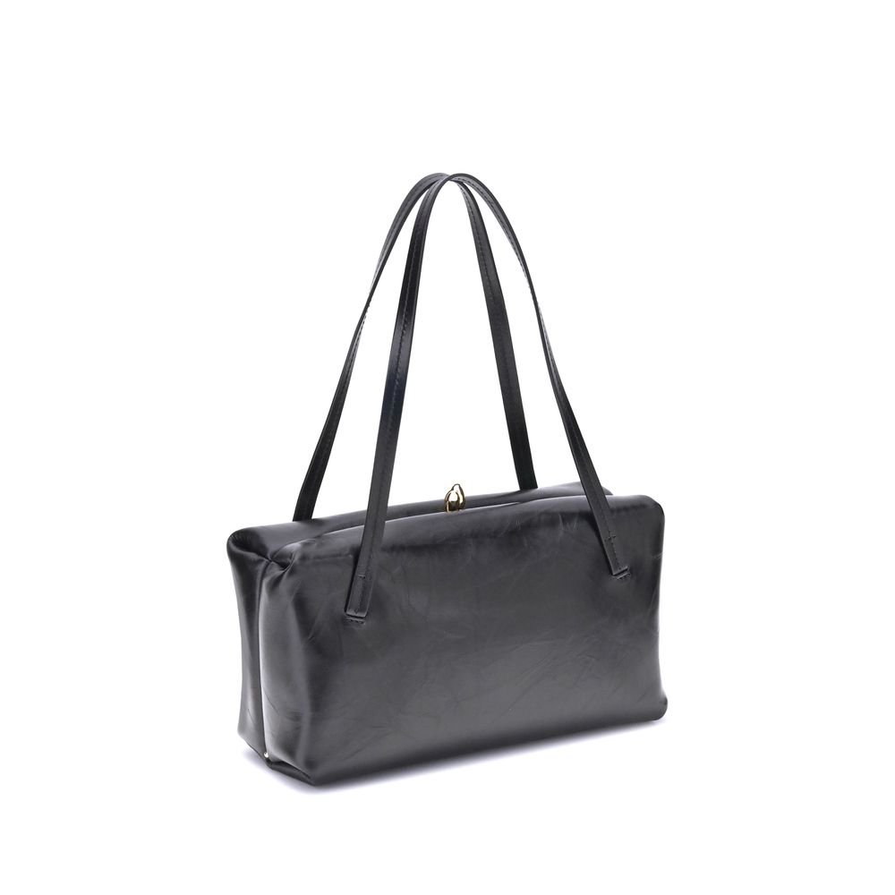 Jil Sander Schultertasche aus schwarzem Kalbsleder Bos Taurus
