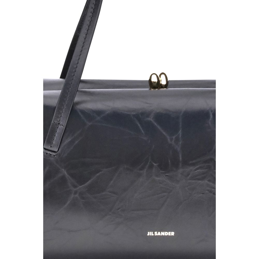 Jil Sander Schultertasche aus schwarzem Kalbsleder Bos Taurus