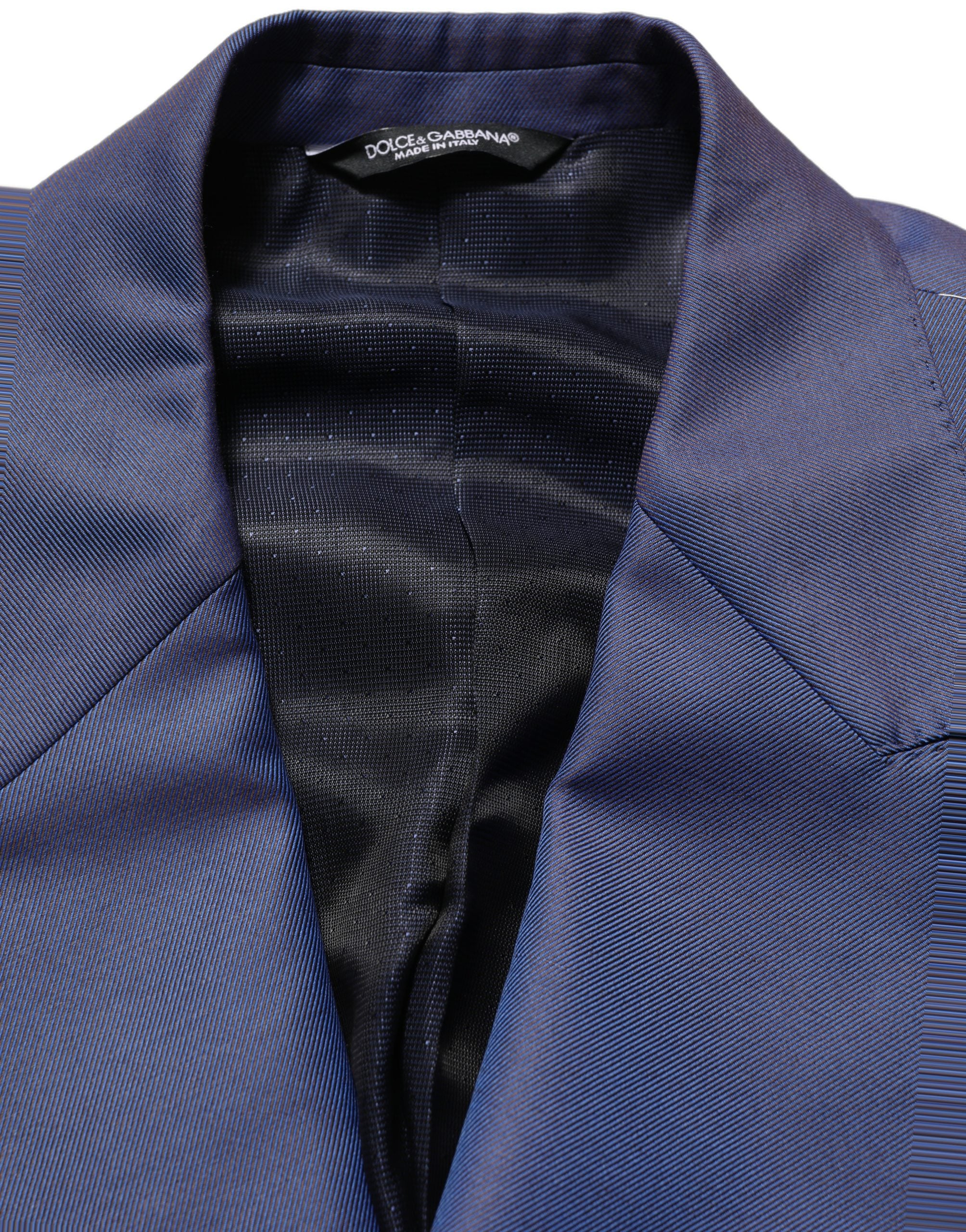 Dolce & Gabbana Blauer Herrenblazer aus Wolle mit doppelreihiger Knopfleiste