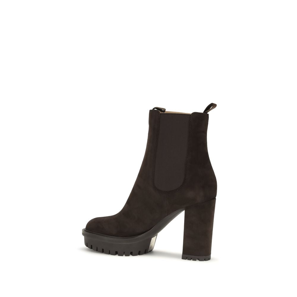 Gianvito Rossi Braune Wadenleder Stiefeletten aus Bos Taurus