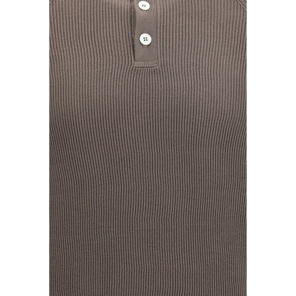 Brunello Cucinelli Polohemd aus brauner Baumwolle